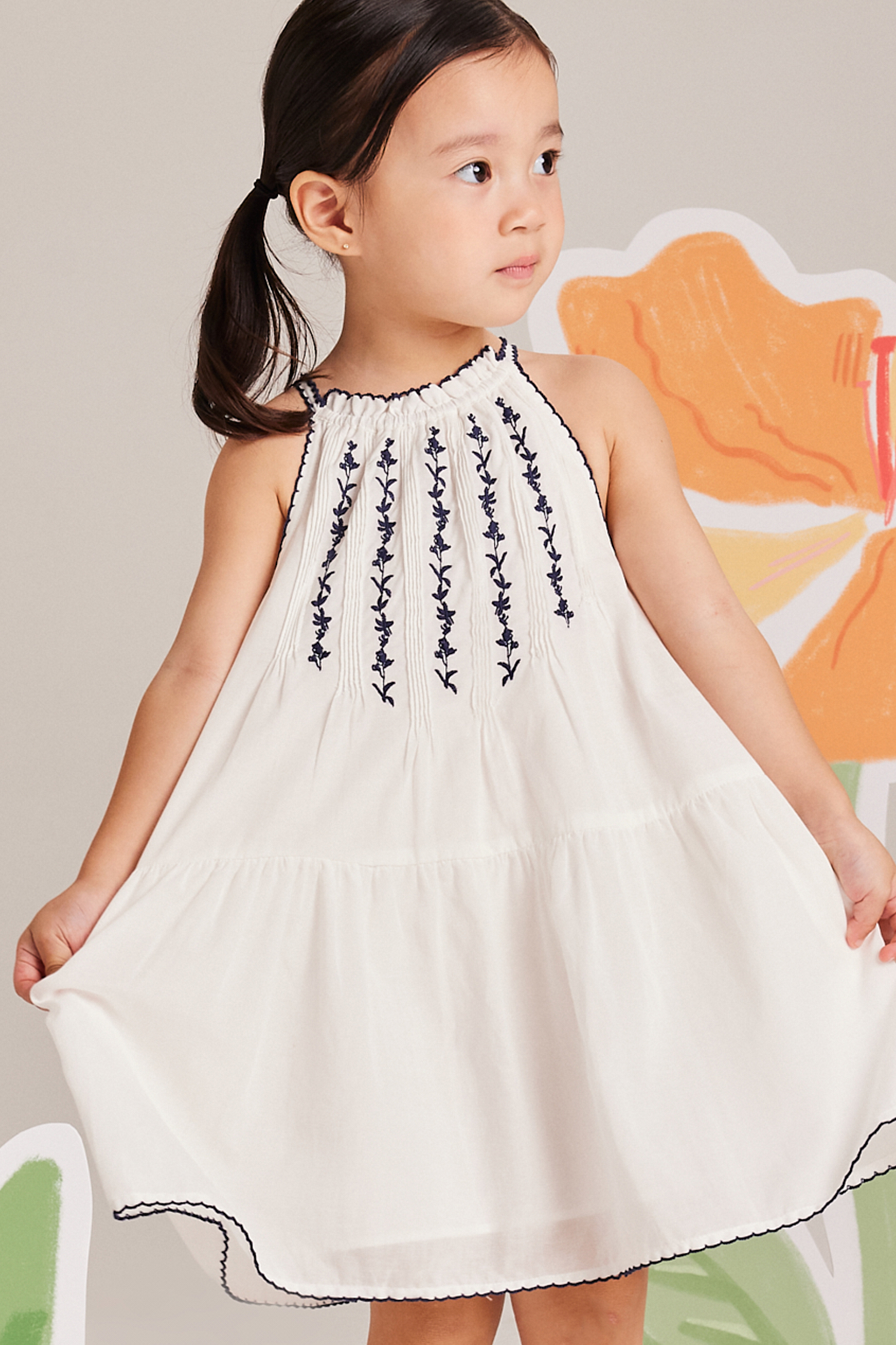 [Pre-order Special] Embroidered Pintuck Halter Dress
