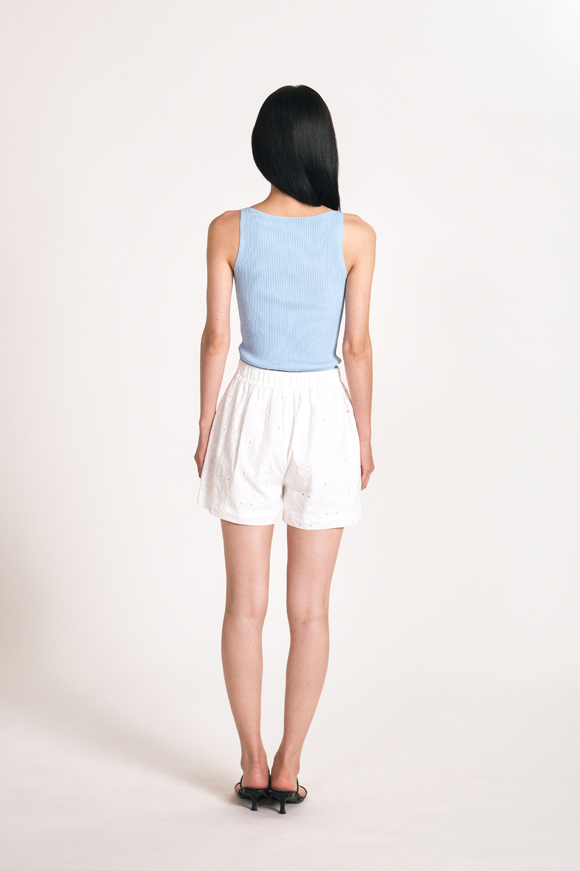 Embroidered Pleat-Front Shorts