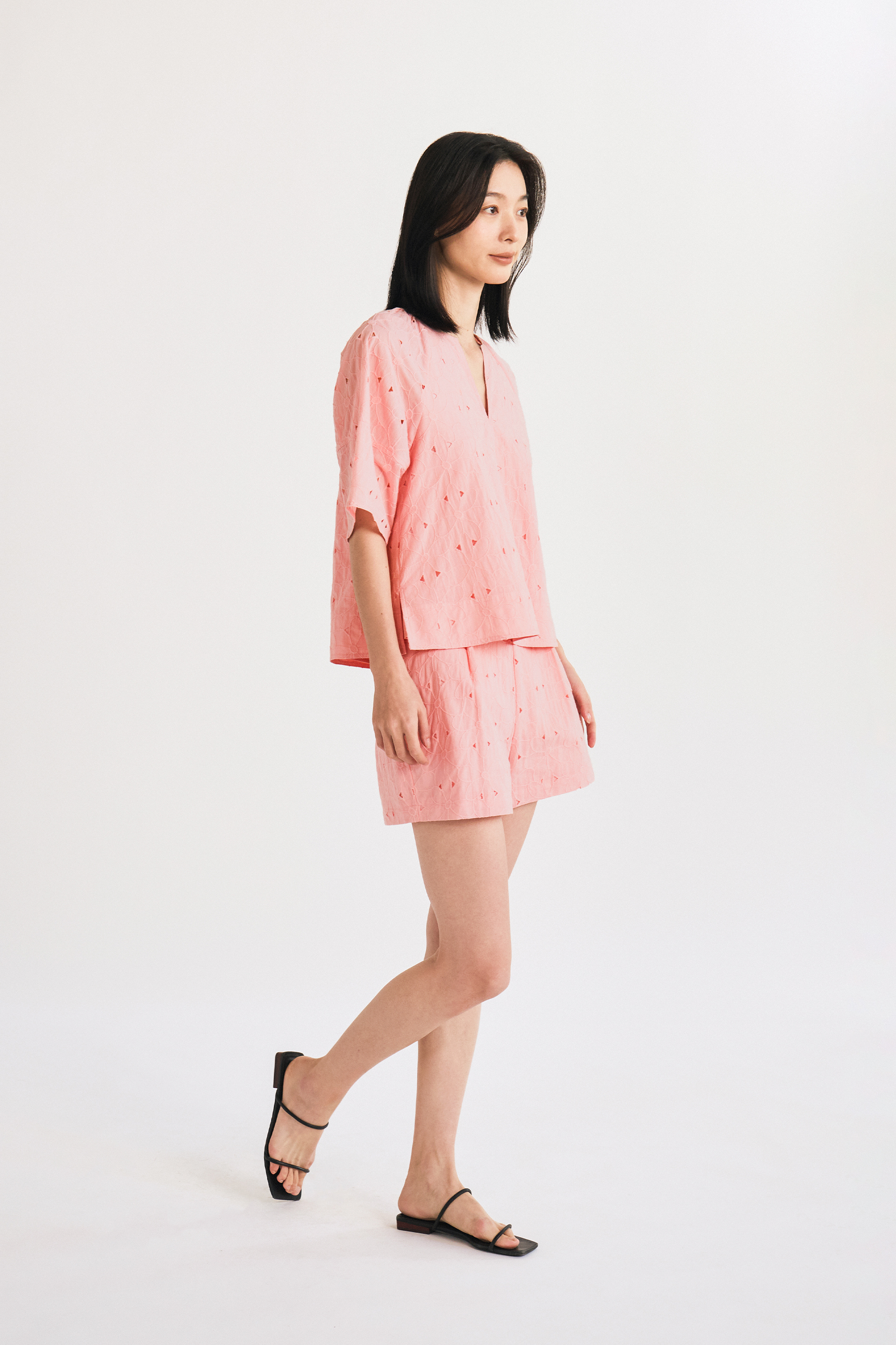 Embroidered Pleat-Front Shorts