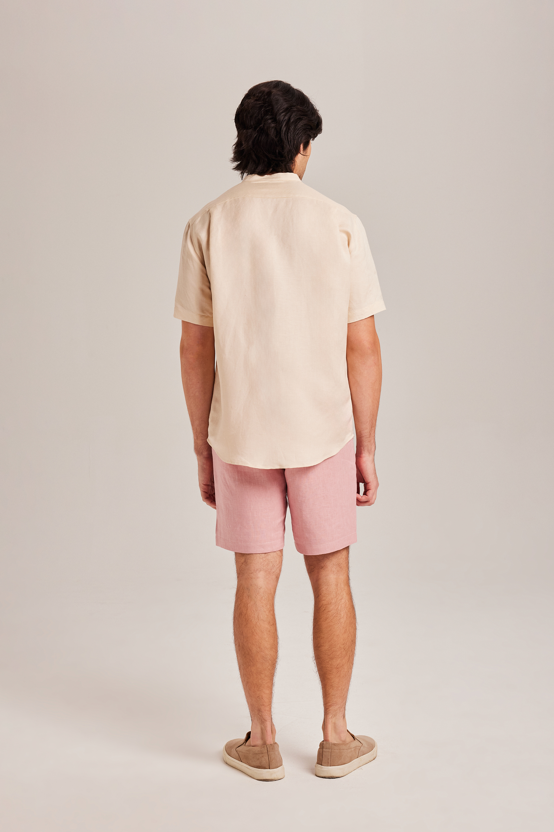 Linen Mandarin Collar Shirt