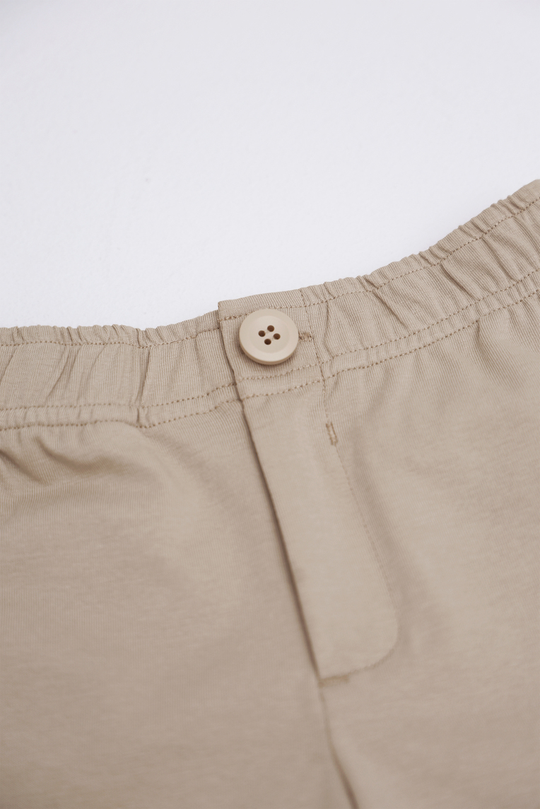 Button-Front Cuffed Hem Shorts