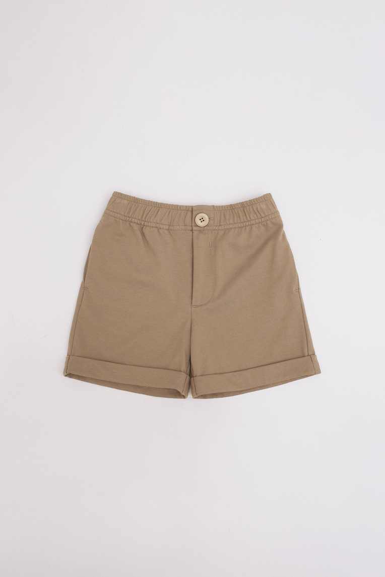 Button-Front Cuffed Hem Shorts