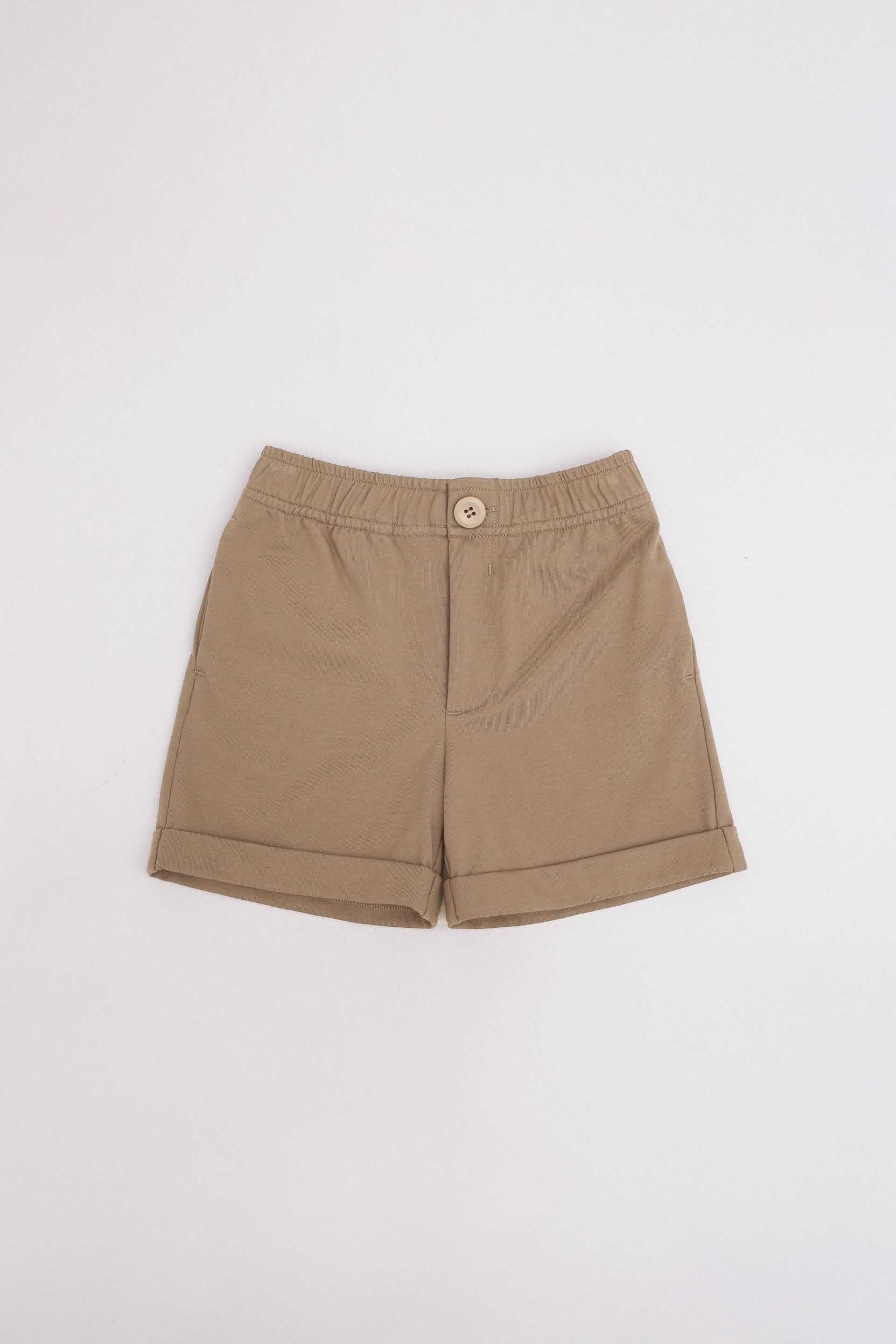 Button-Front Cuffed Hem Shorts