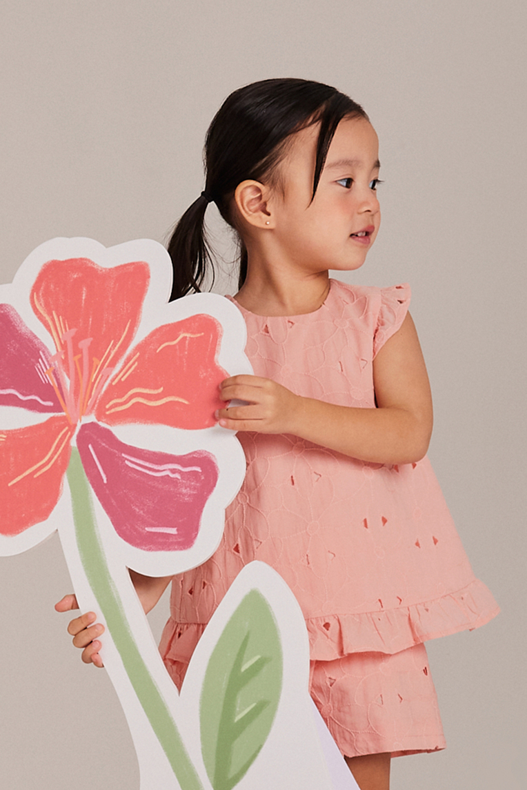 Embroidered Cotton Ruffle-Sleeve Top