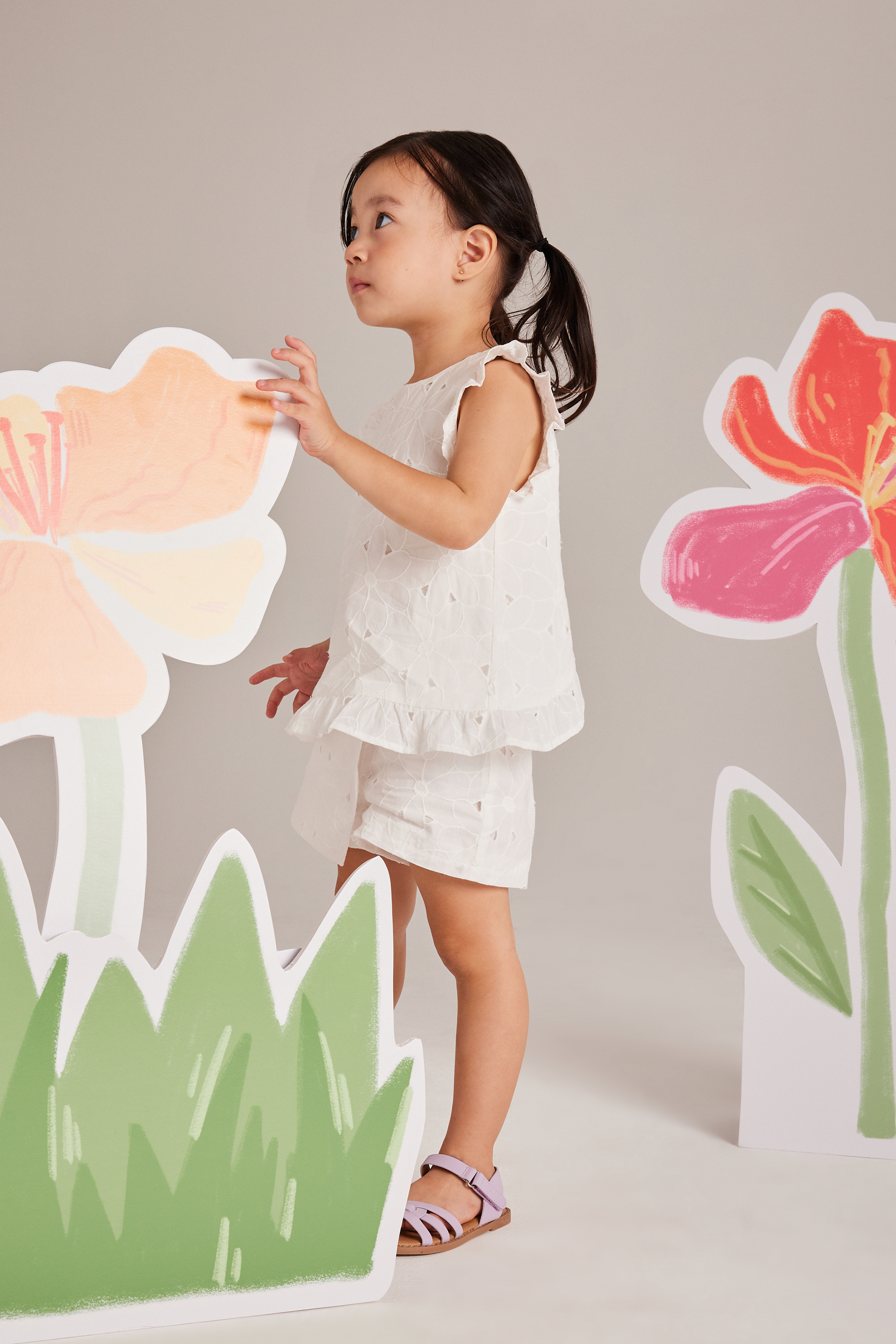 Embroidered Cotton Ruffle-Sleeve Top