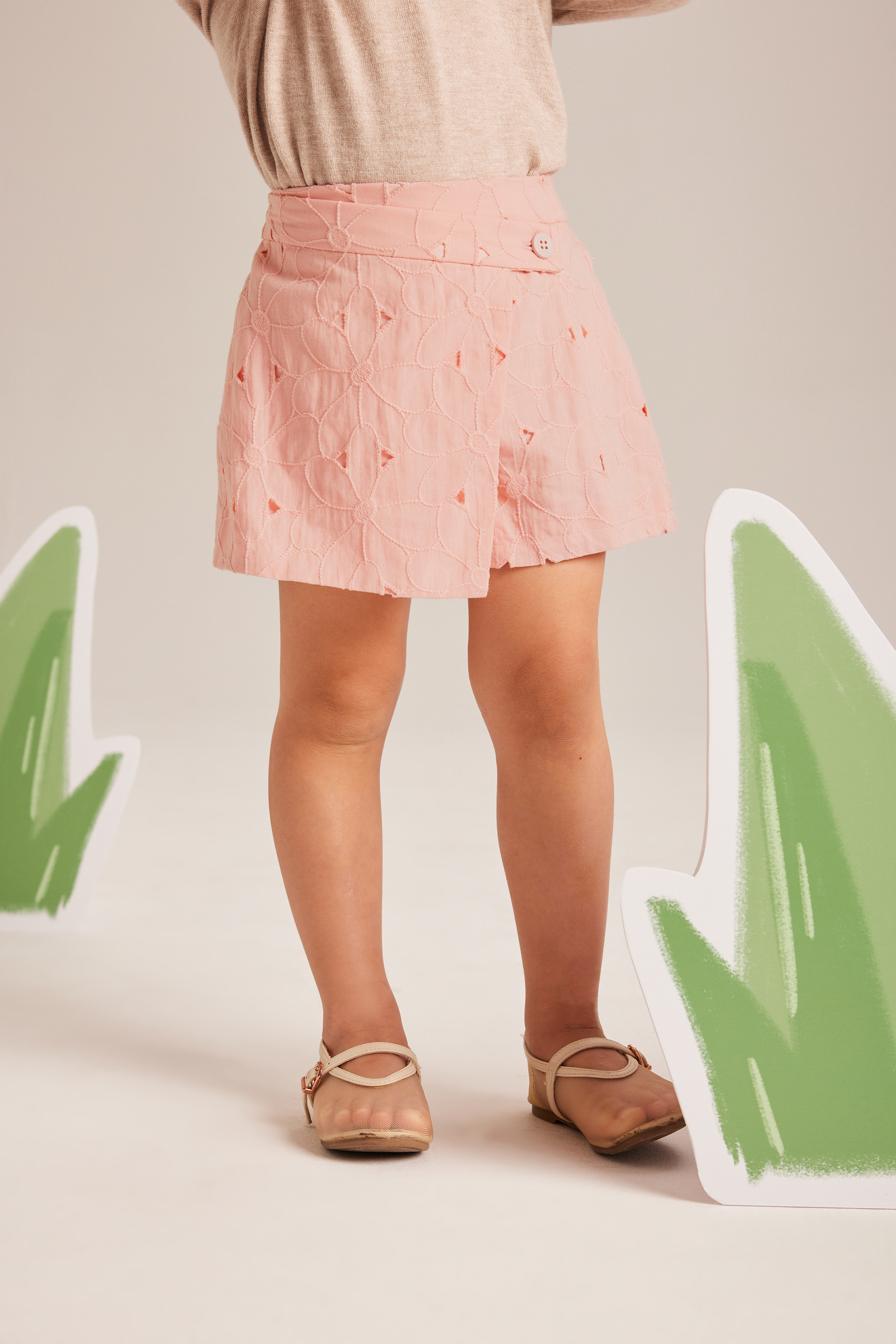 Embroidered Cotton Skorts