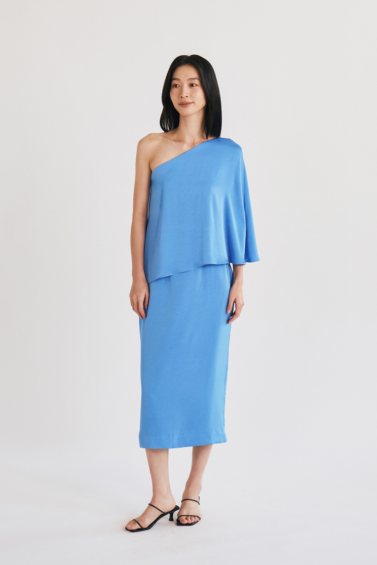 One-Shoulder Satin Column Dress