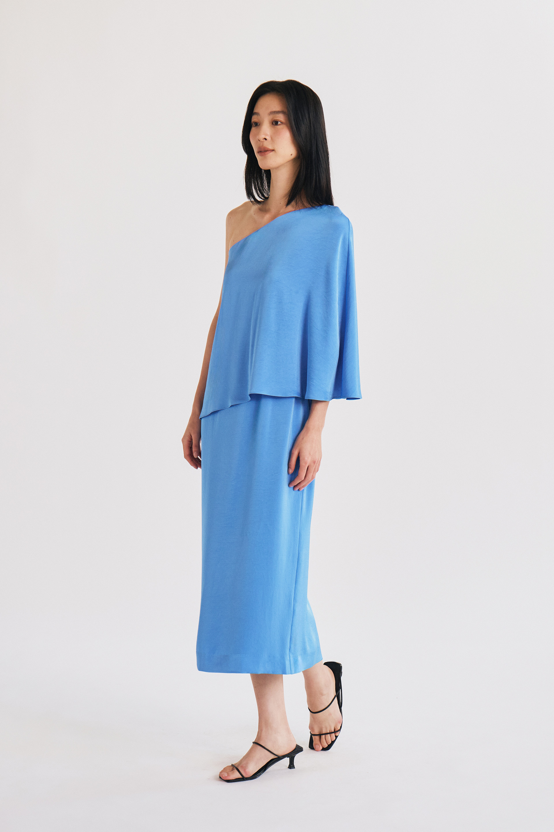 One-Shoulder Satin Column Dress