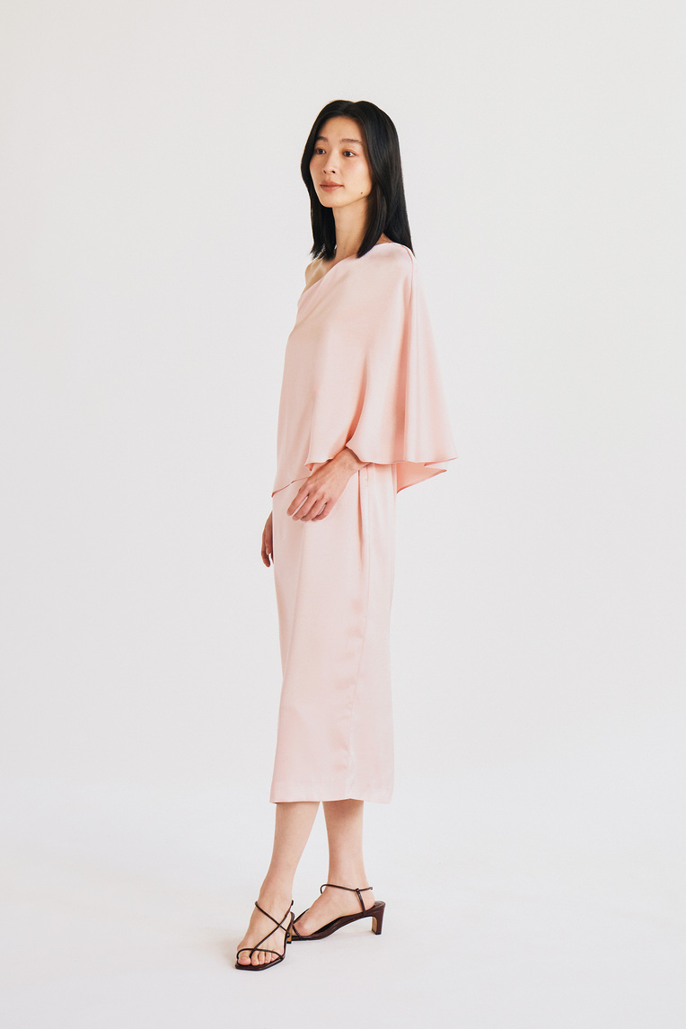 One-Shoulder Satin Column Dress