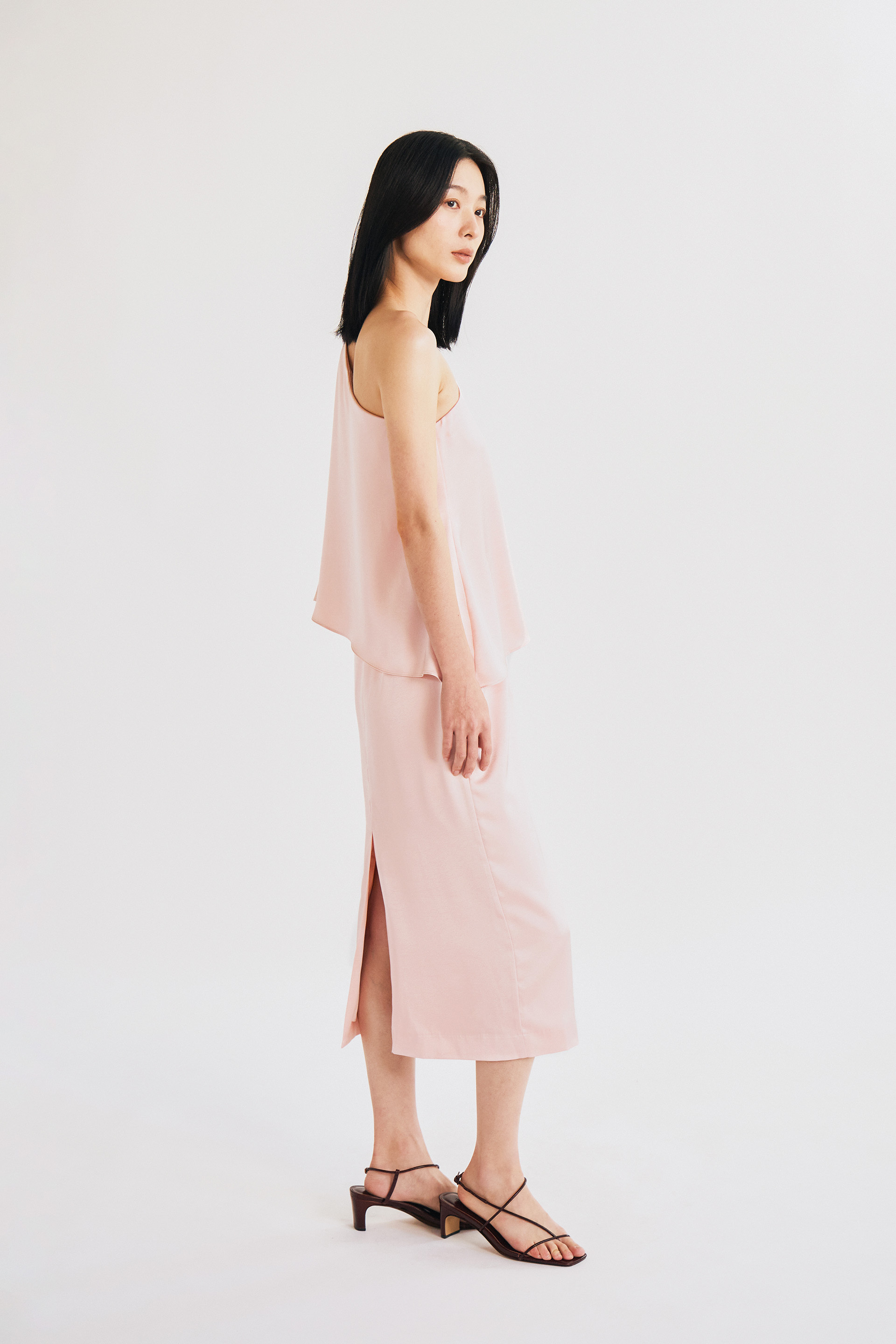 One-Shoulder Satin Column Dress