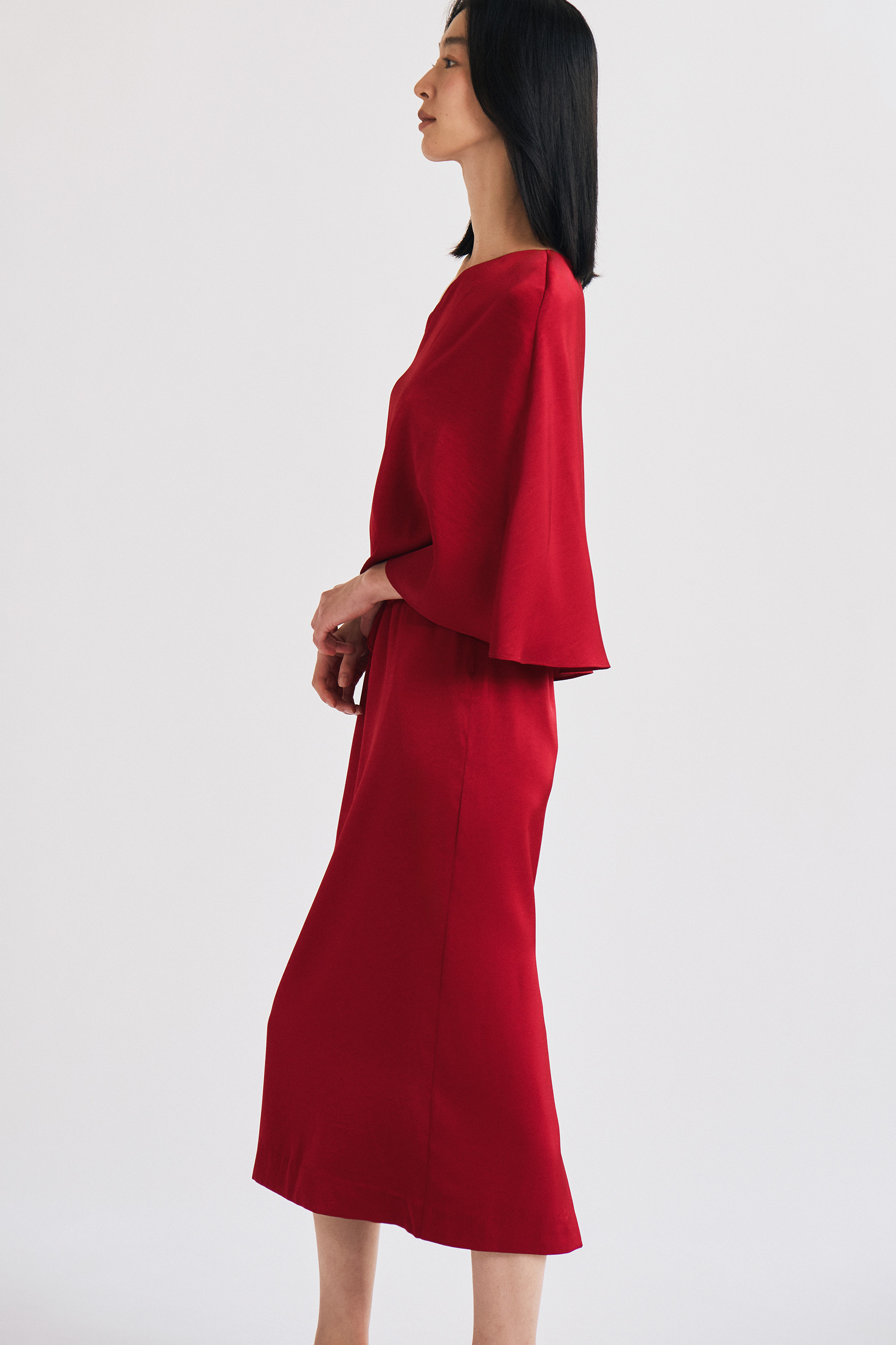 One-Shoulder Satin Column Dress