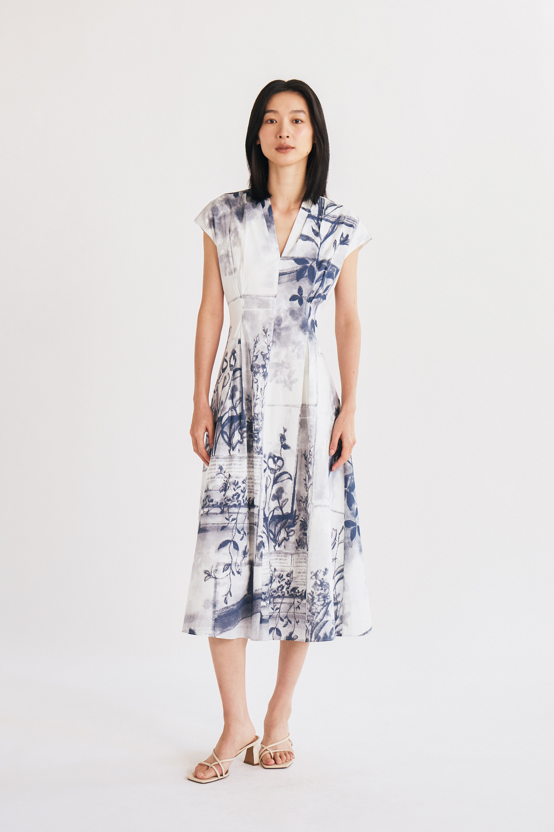 View Pleat-Front Midi Dress 