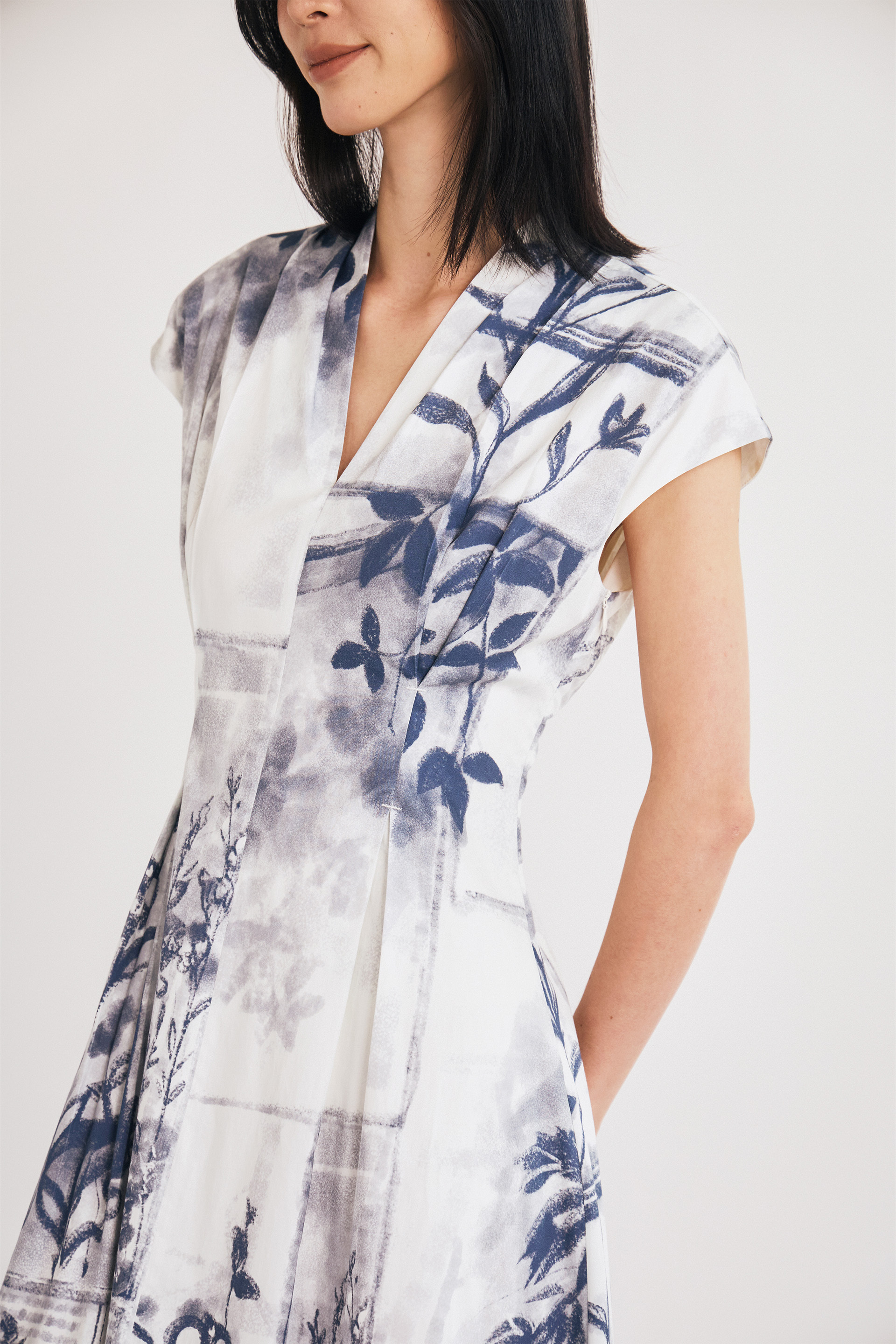 View Pleat-Front Midi Dress 