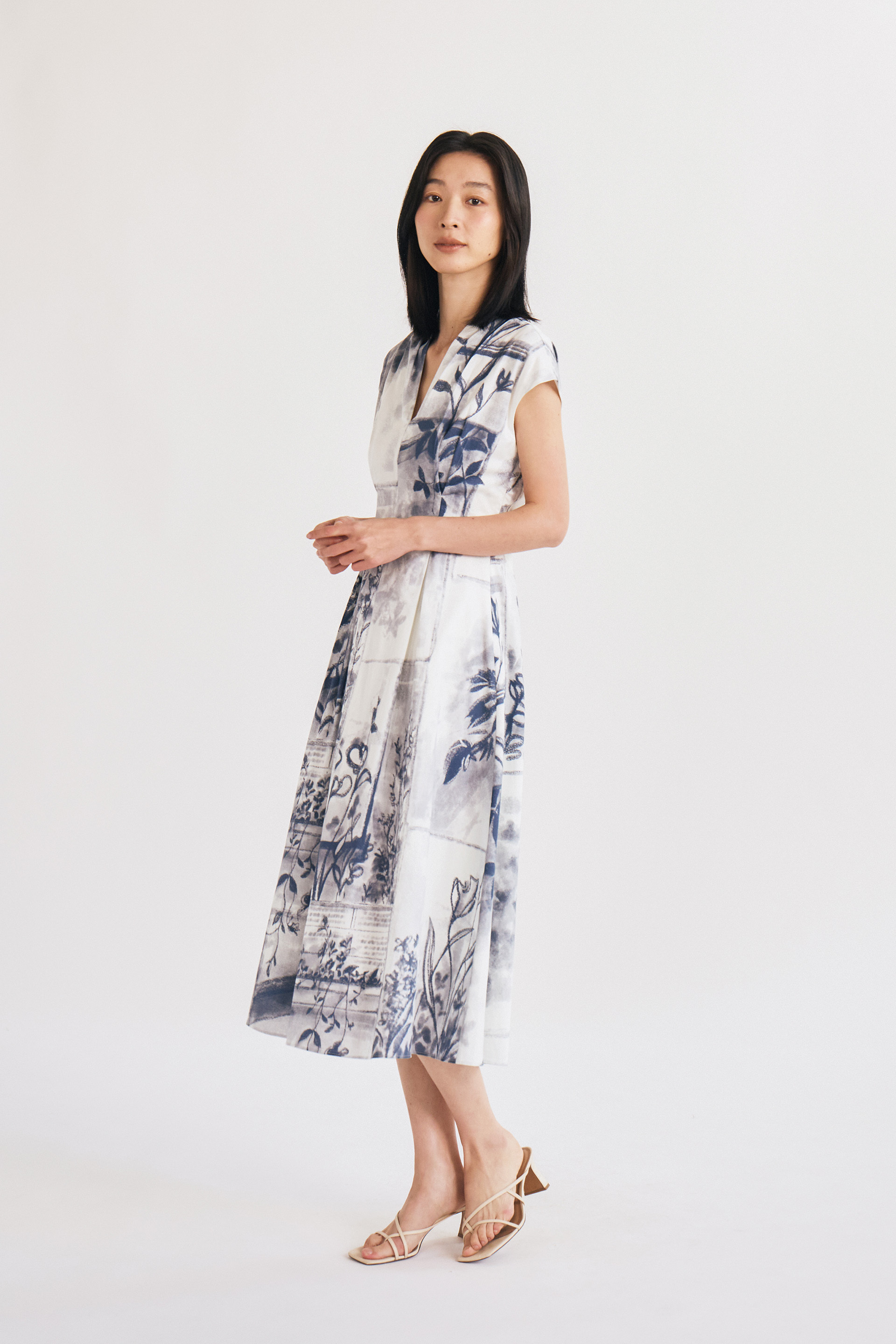 View Pleat-Front Midi Dress 