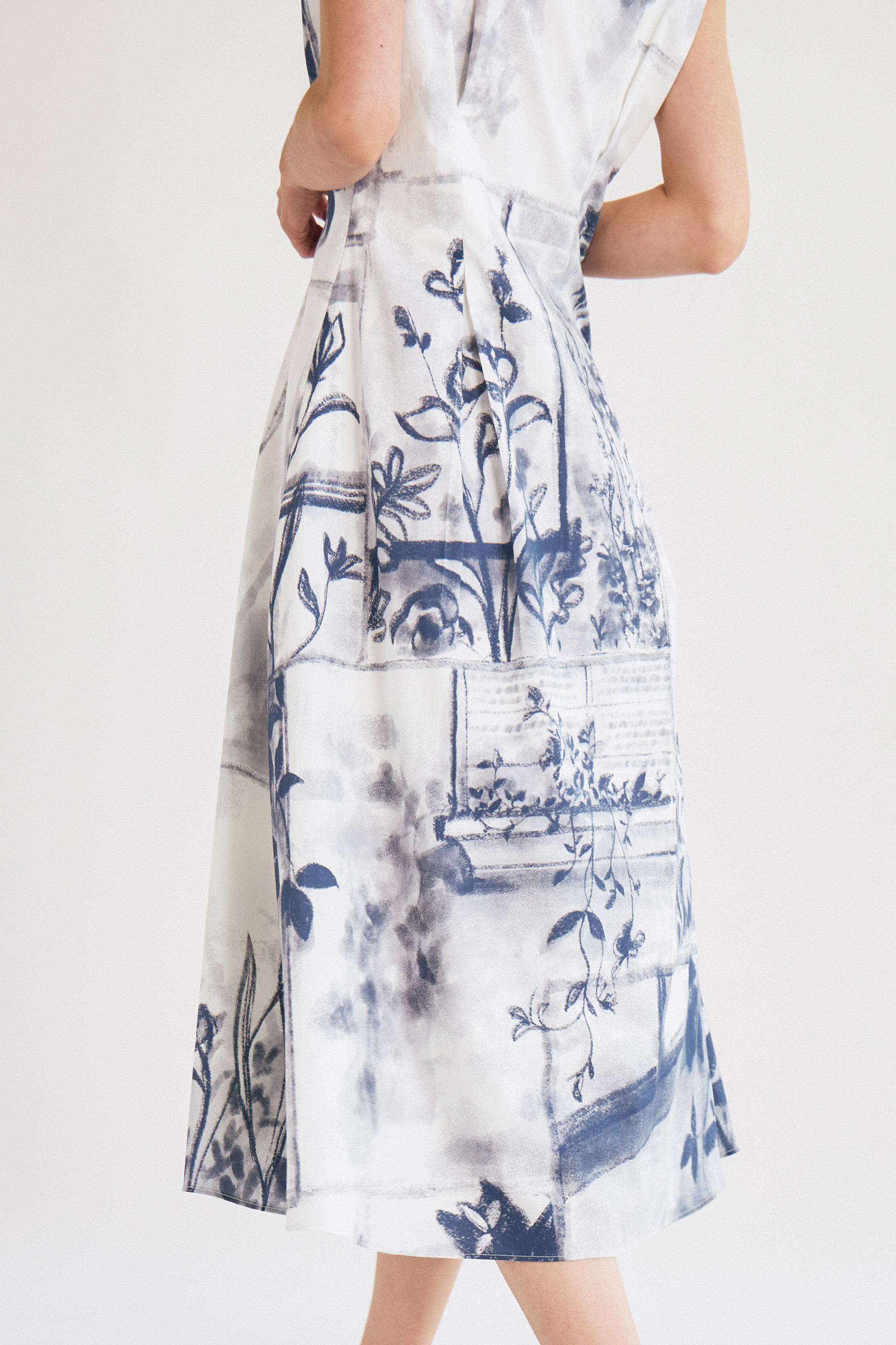 View Pleat-Front Midi Dress 