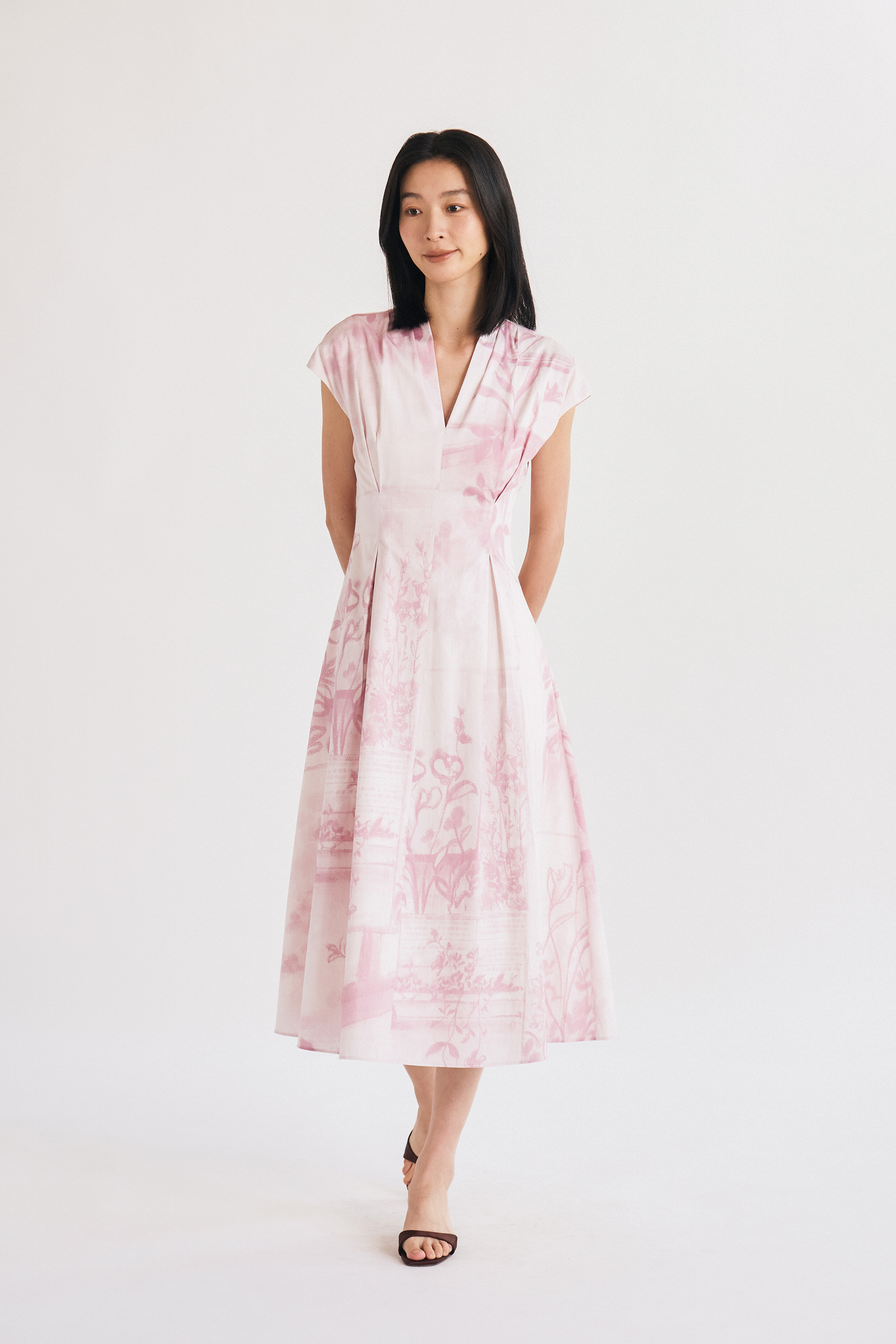 View Pleat-Front Midi Dress 