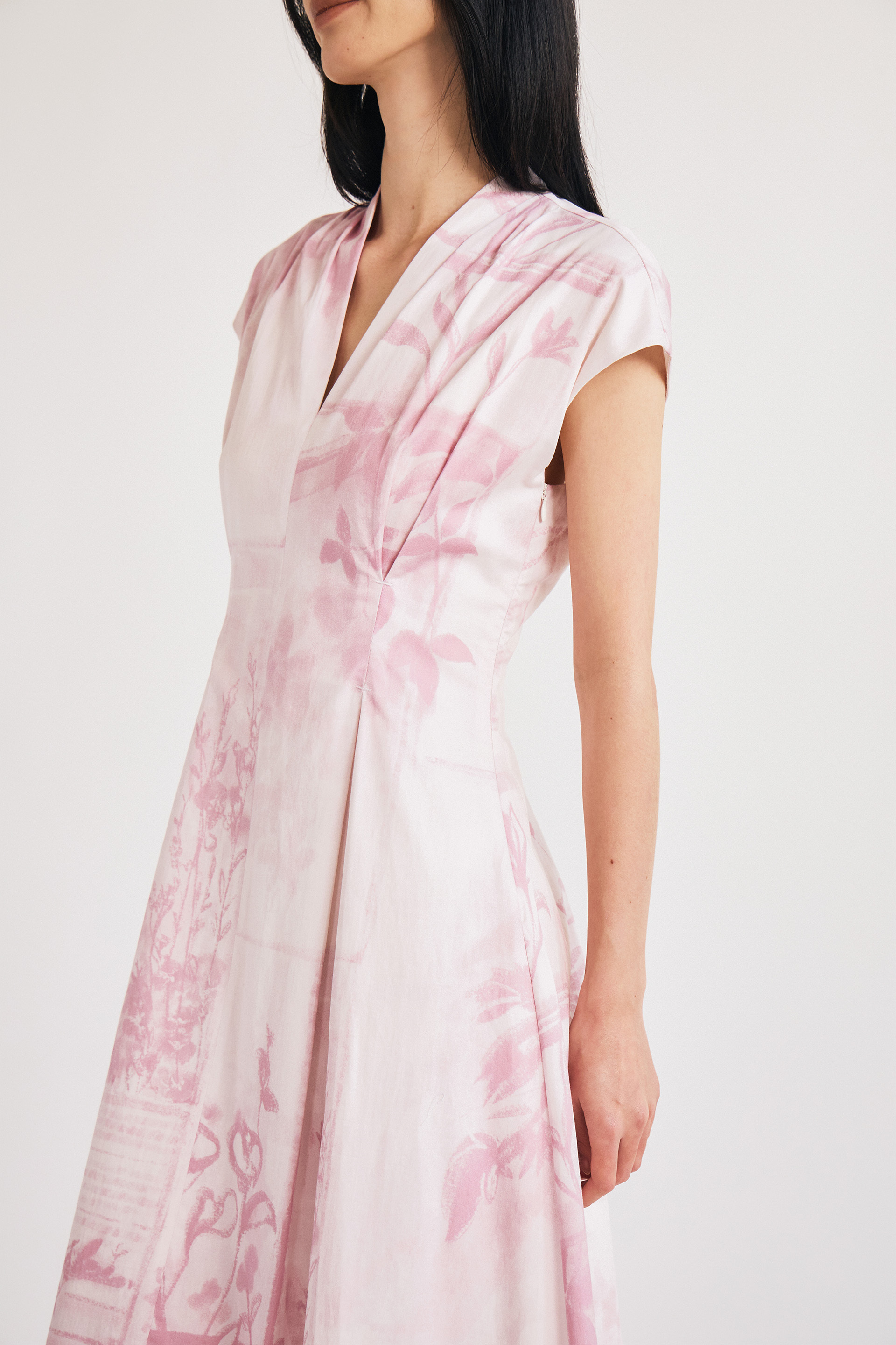 View Pleat-Front Midi Dress 