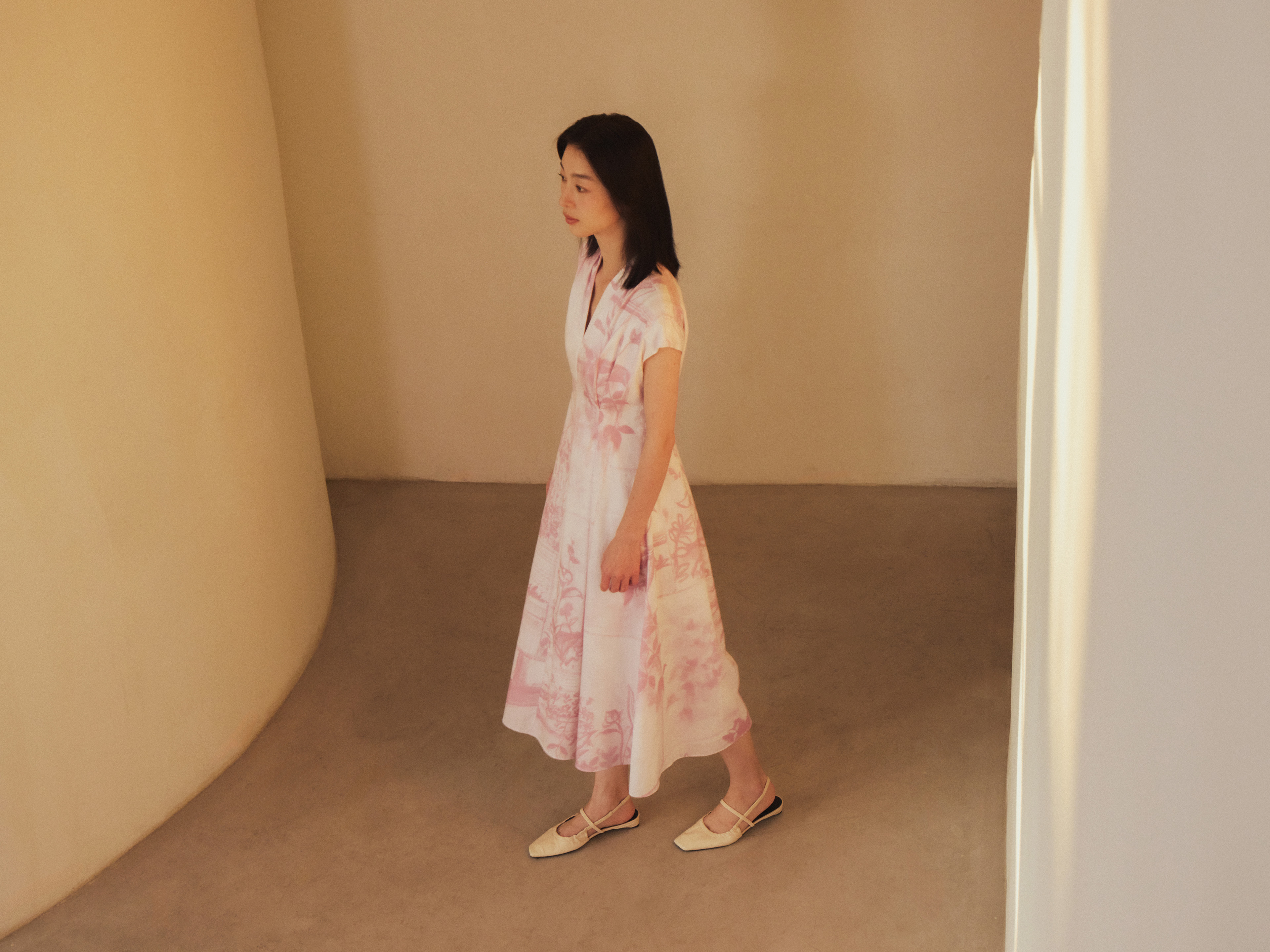 View Pleat-Front Midi Dress 