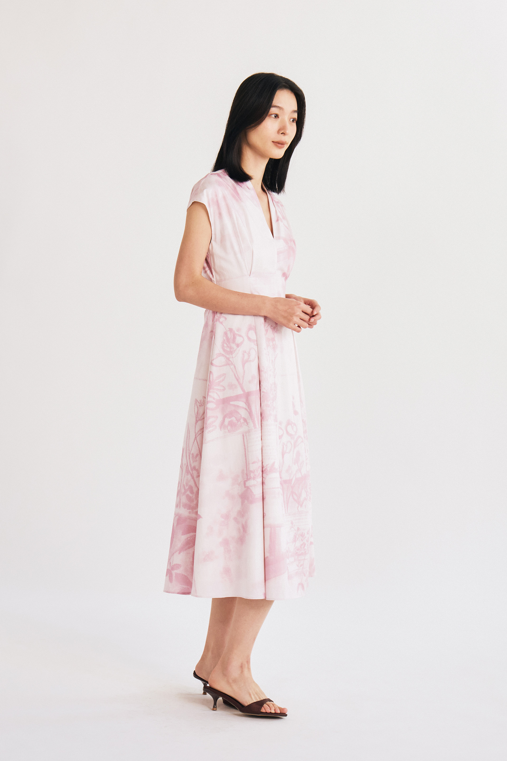 View Pleat-Front Midi Dress 