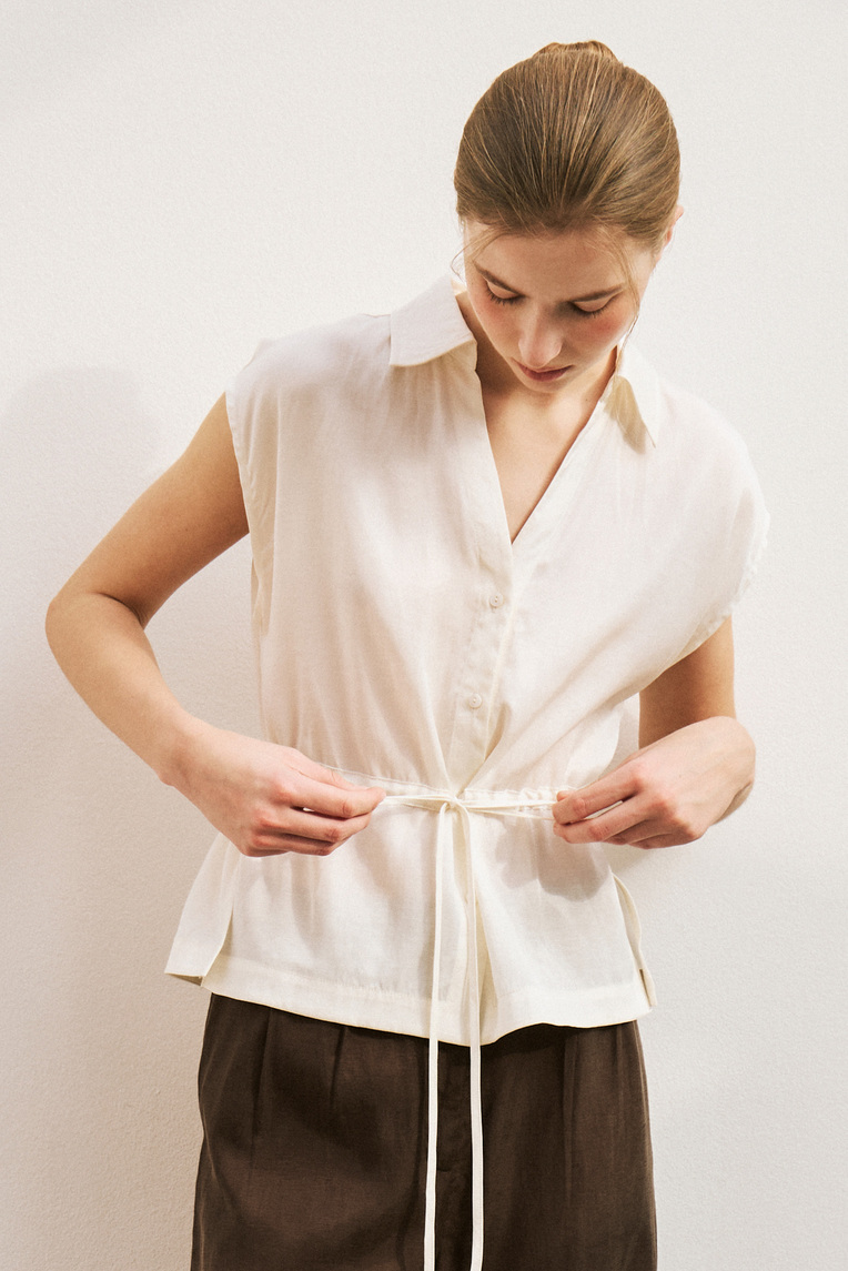 Viscose Cap-Sleeve Blouse