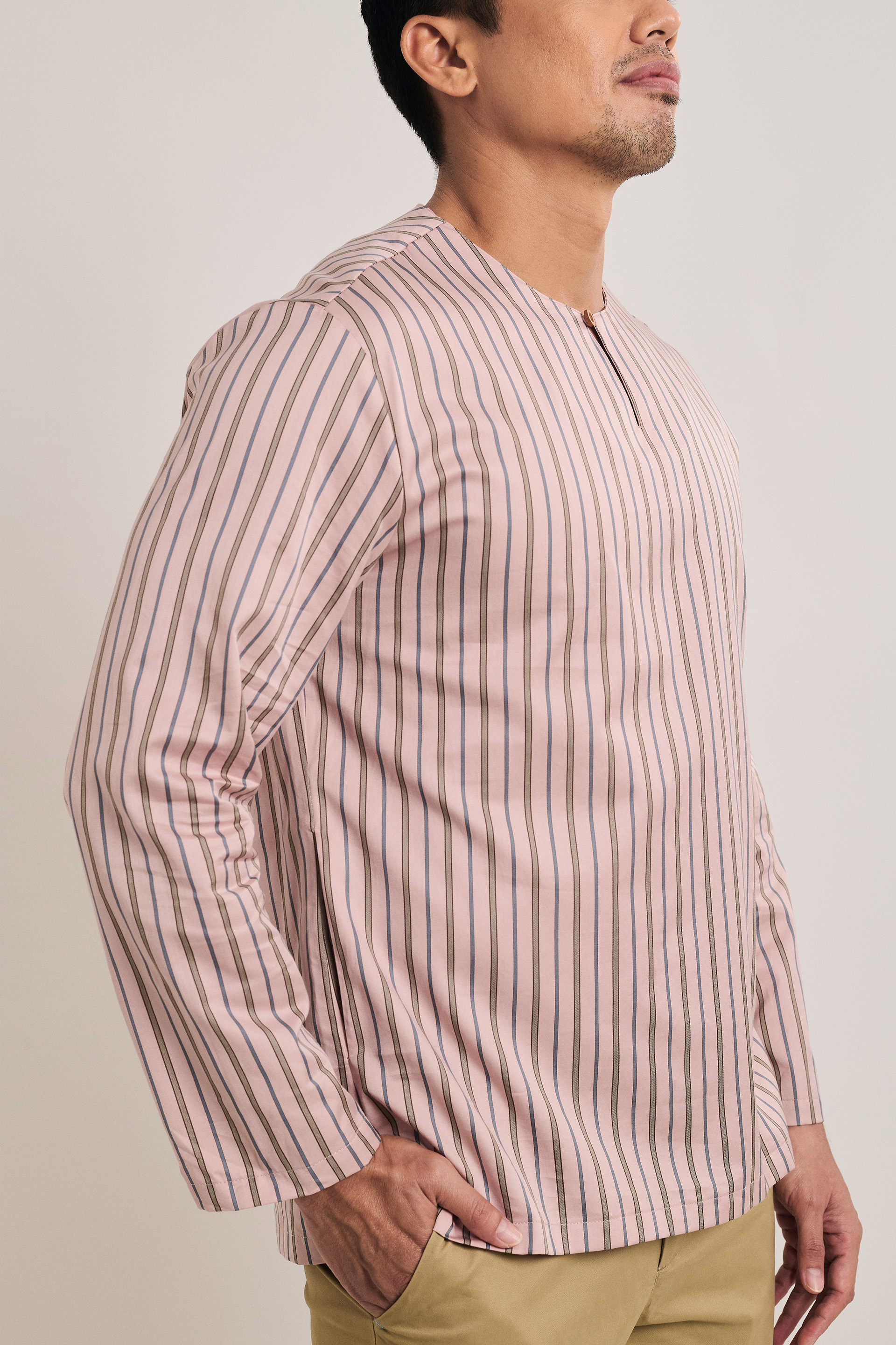 Men's Long-Sleeve Striped Kurta