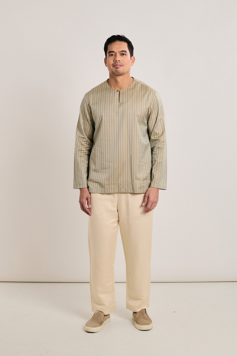 Men's Long-Sleeve Striped Kurta