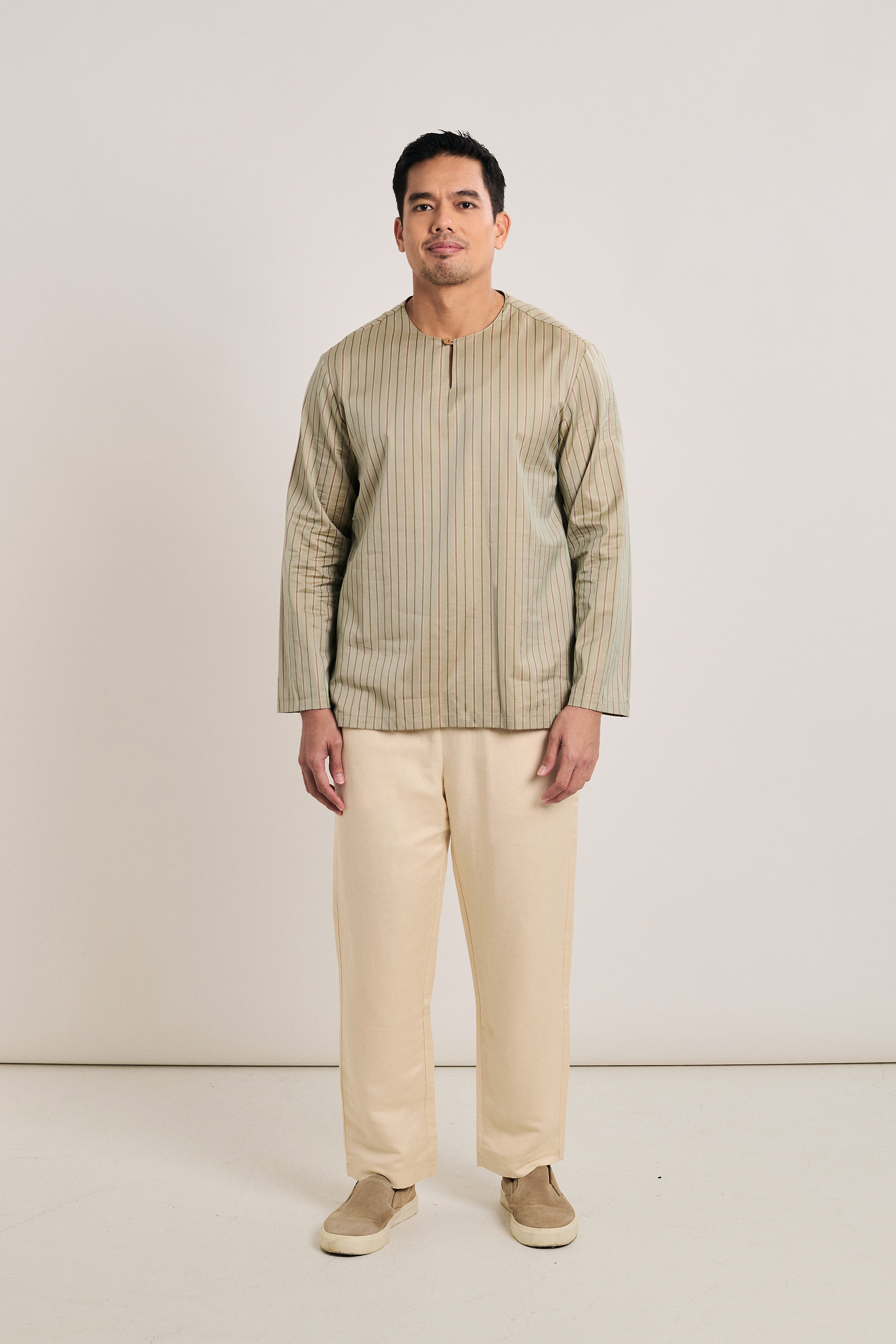 Men's Long-Sleeve Striped Kurta