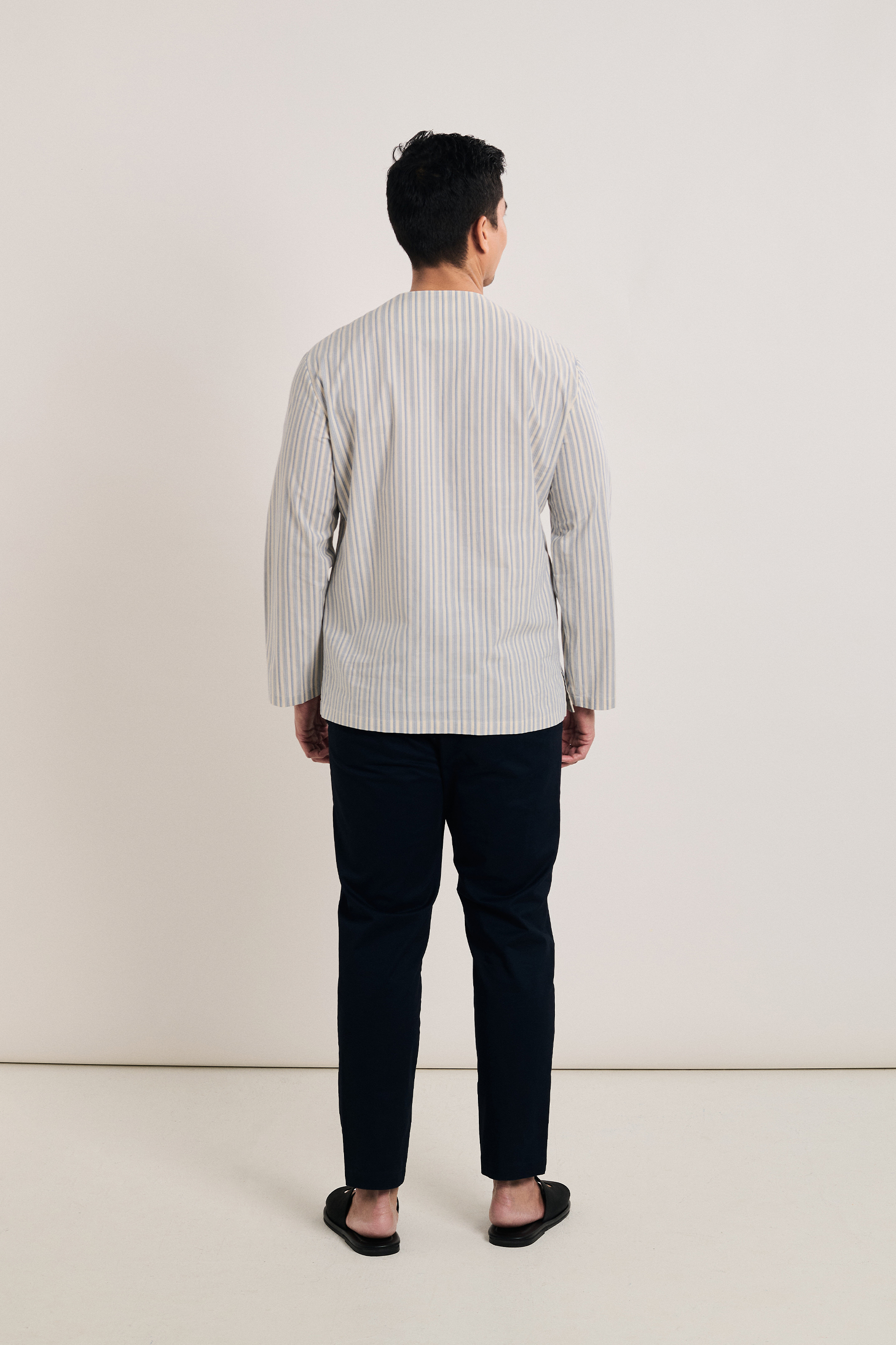 Men's Long-Sleeve Striped Kurta