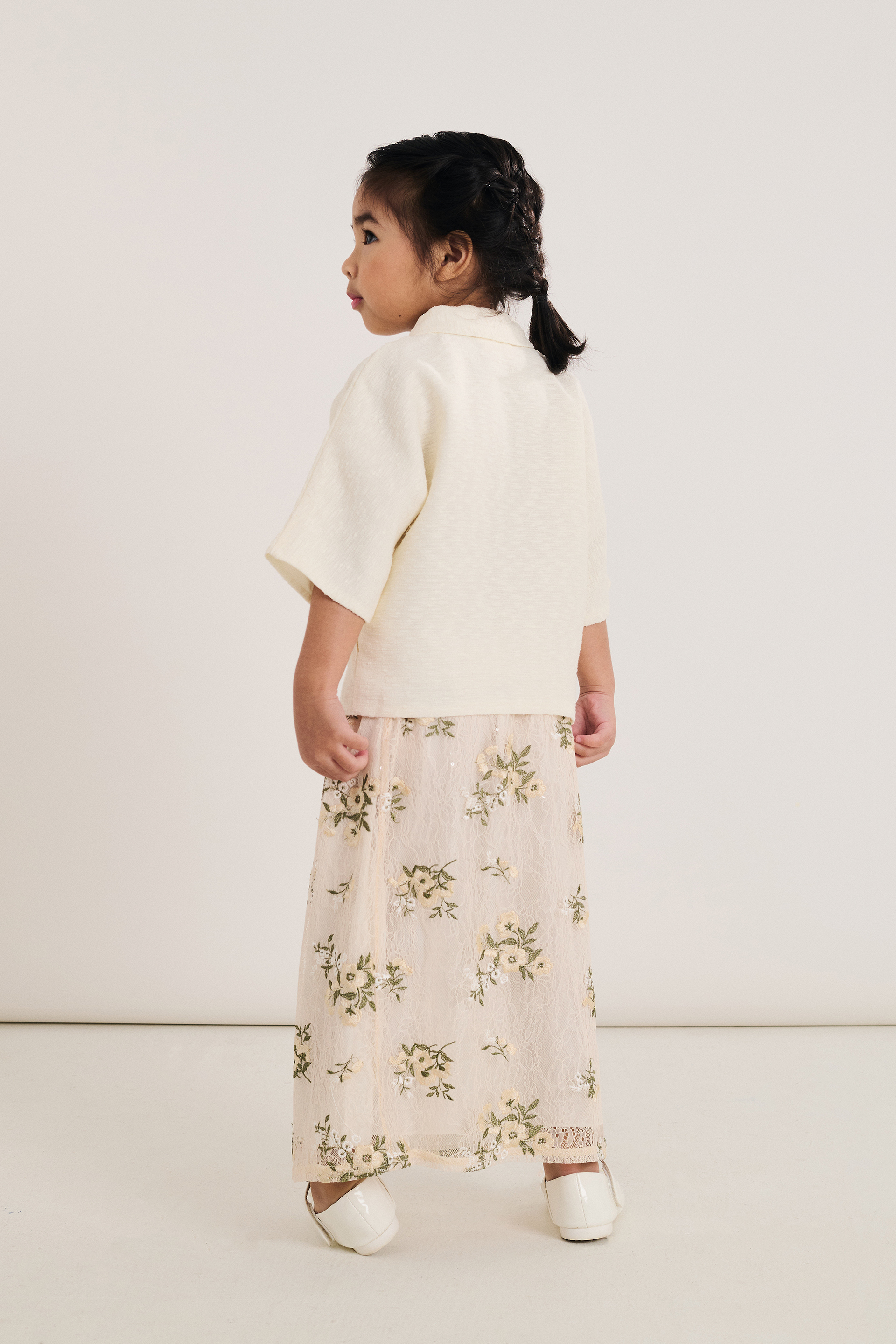 Front-Pleat Floral Lace Kebaya Skirt