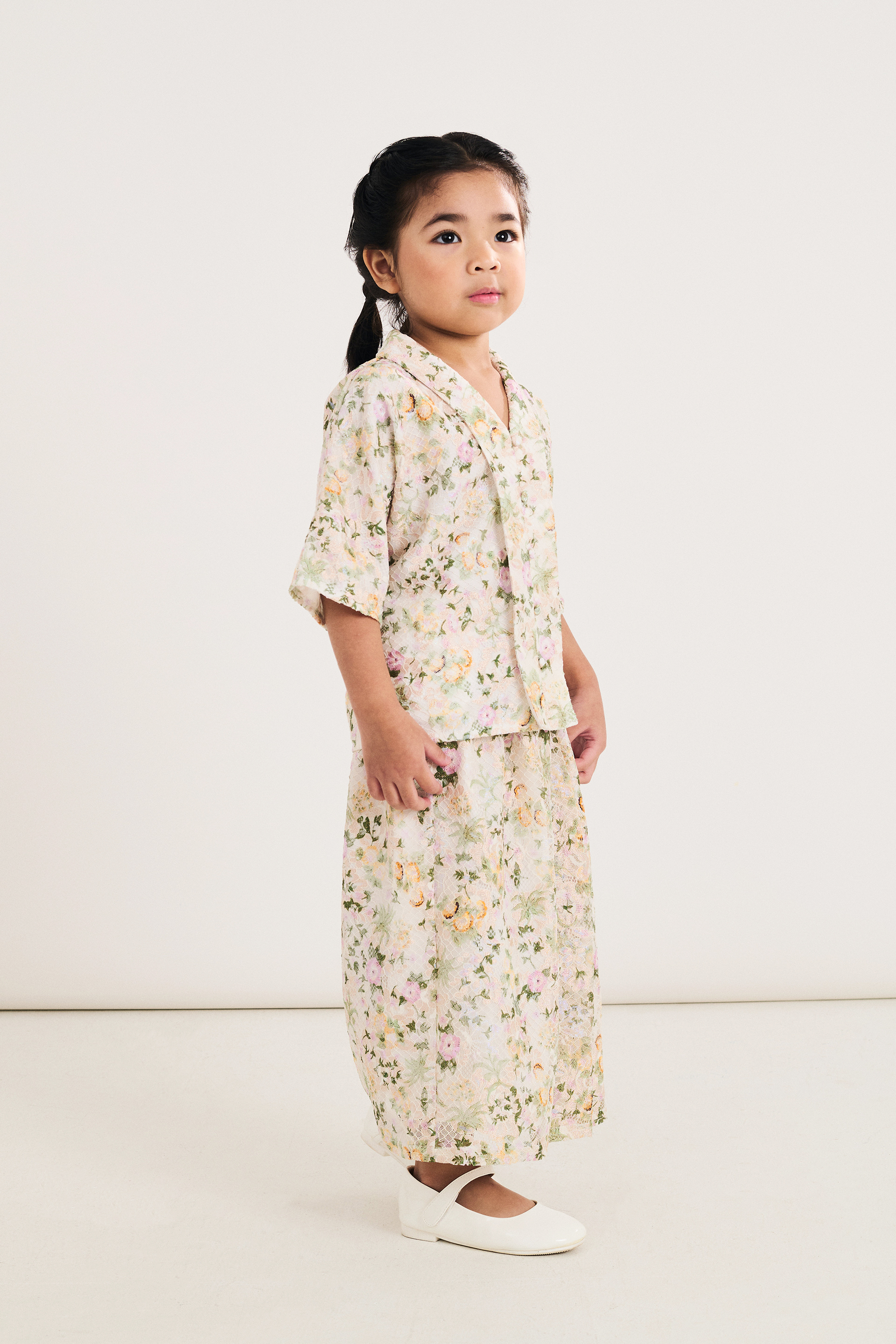 Front-Pleat Floral Lace Kebaya Skirt