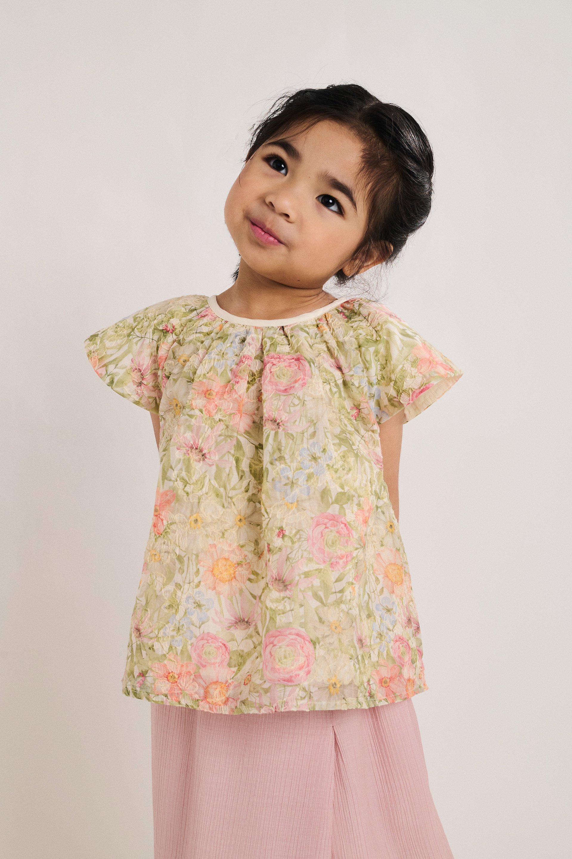 Floral Printed Ruffle-Sleeve Top