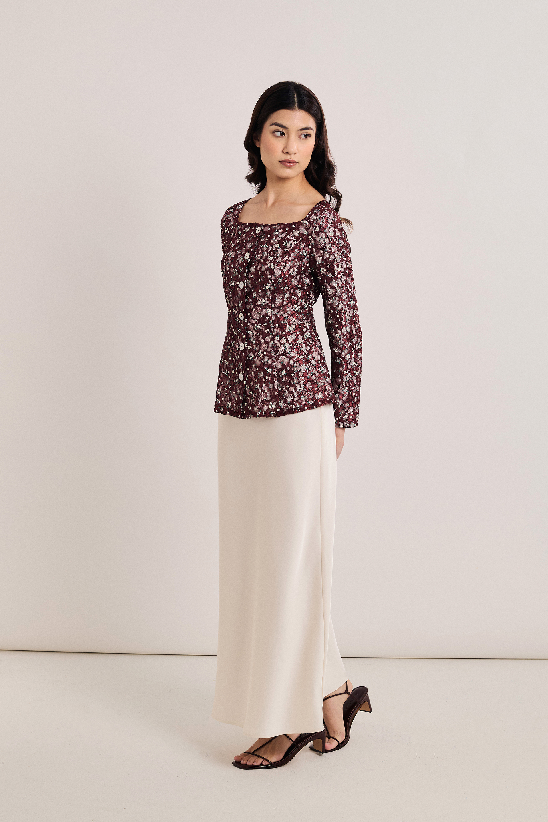 Boat-Neck Floral Lace Top