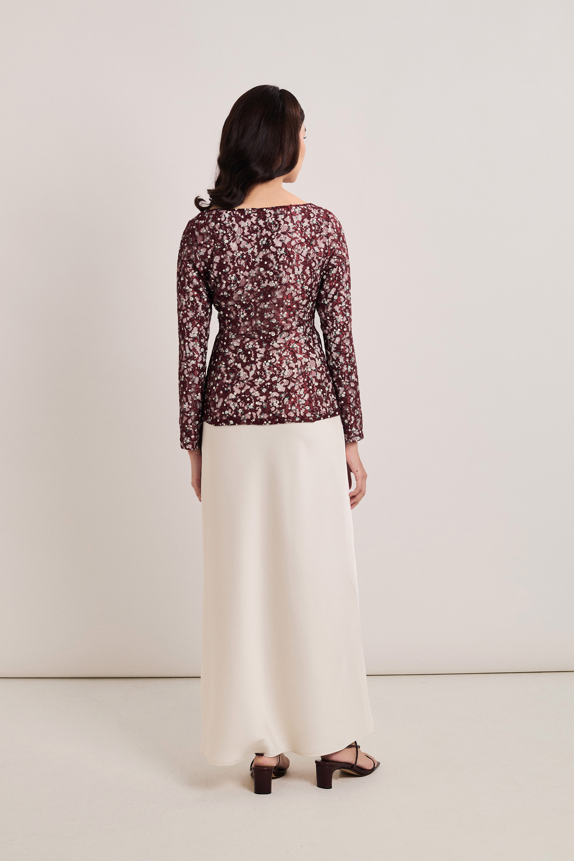 Boat-Neck Floral Lace Top