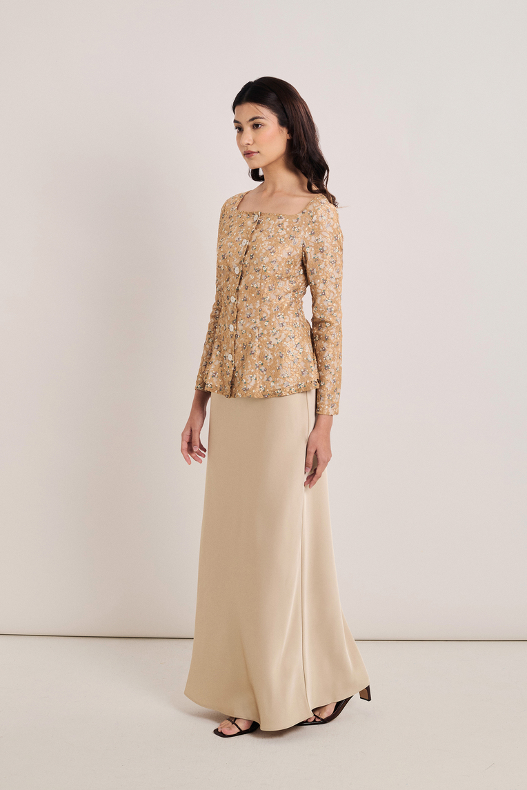 Boat-Neck Floral Lace Top