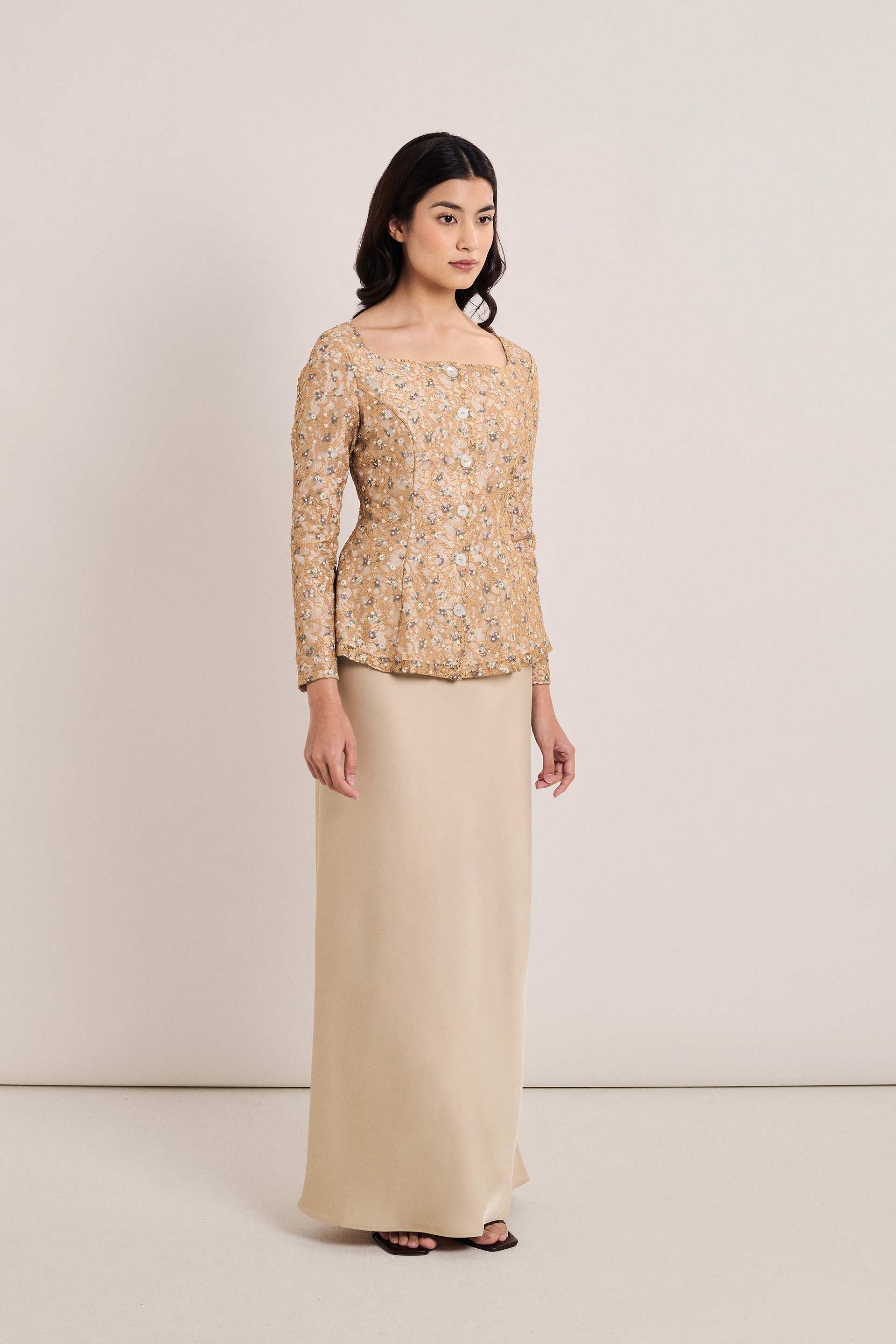 Boat-Neck Floral Lace Top