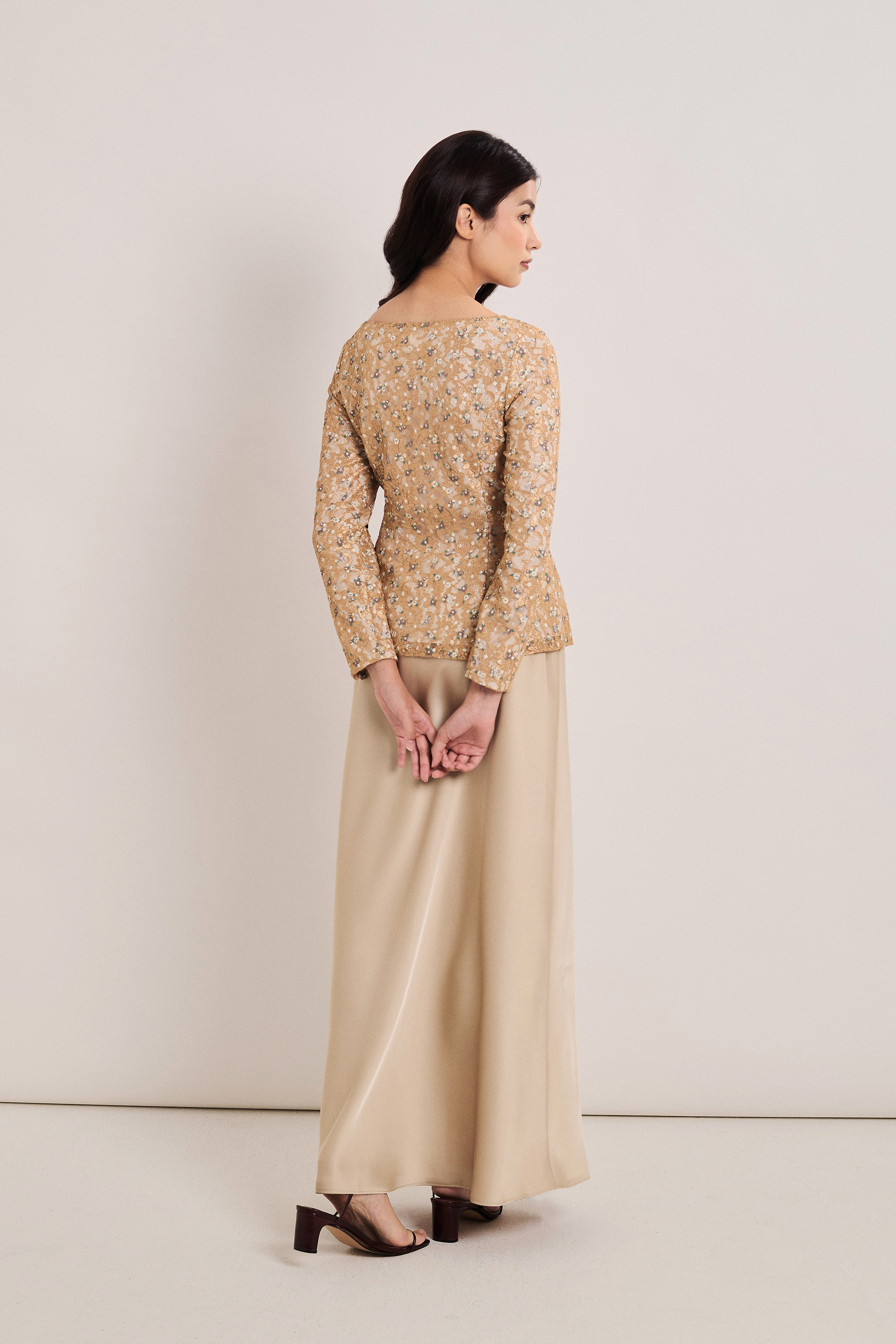 Boat-Neck Floral Lace Top