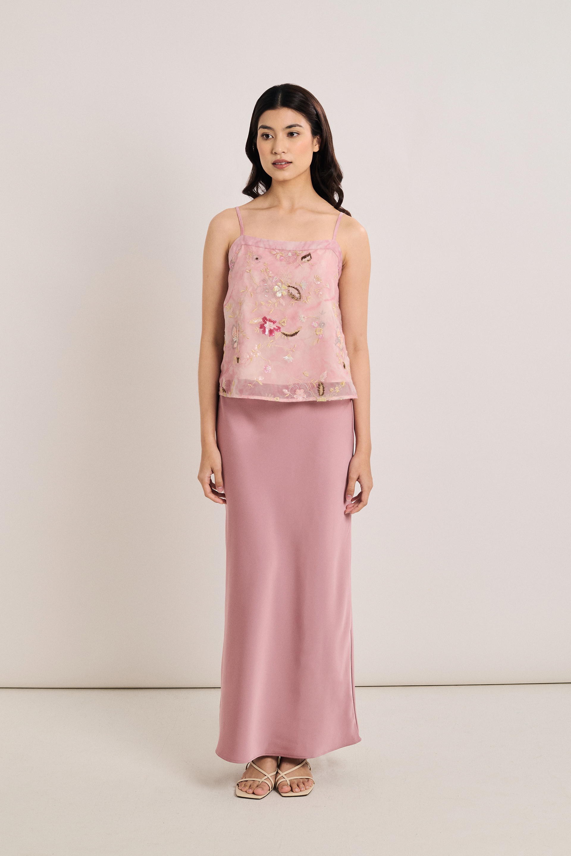 Floral Beaded Open Kebaya Set