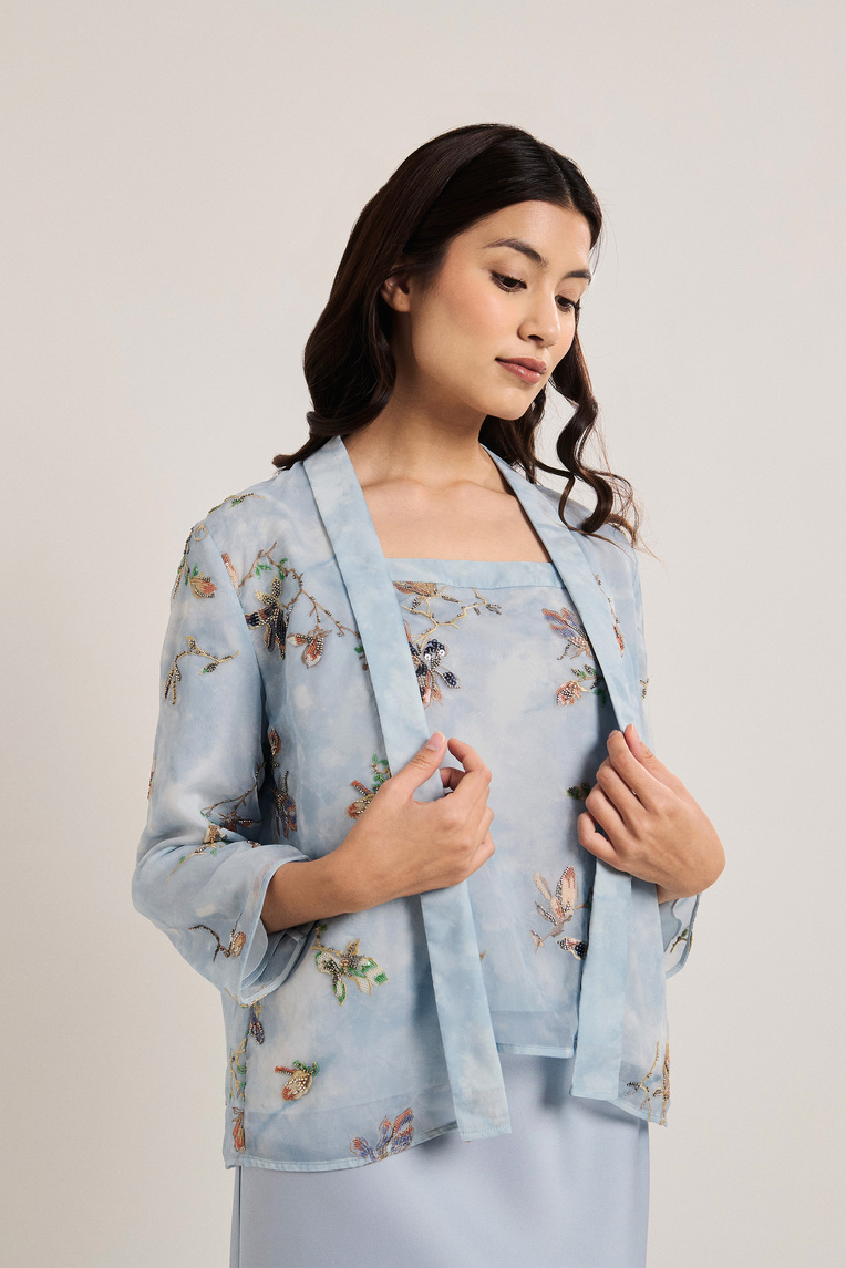 Floral Beaded Open Kebaya Set