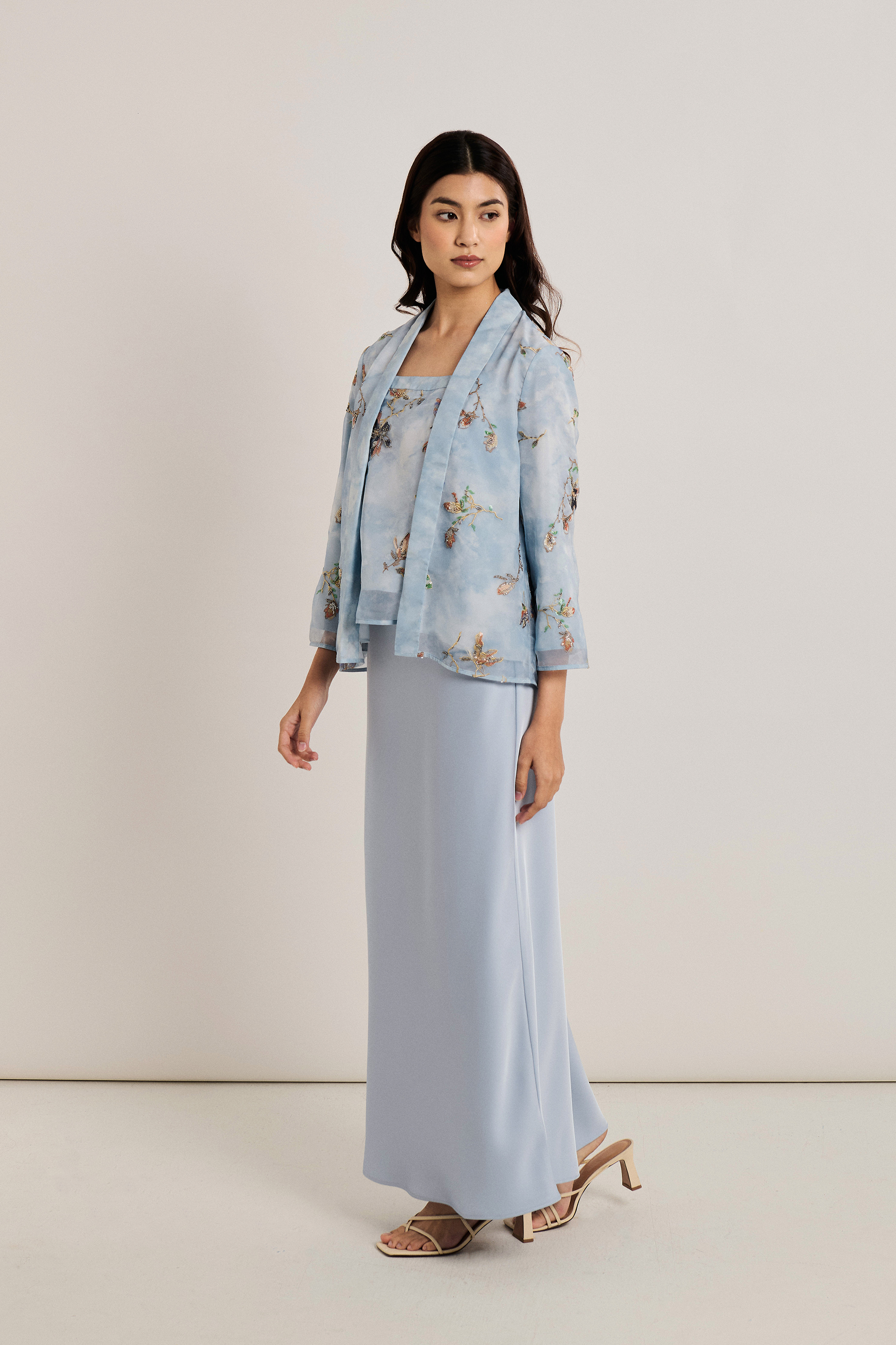 Floral Beaded Open Kebaya Set