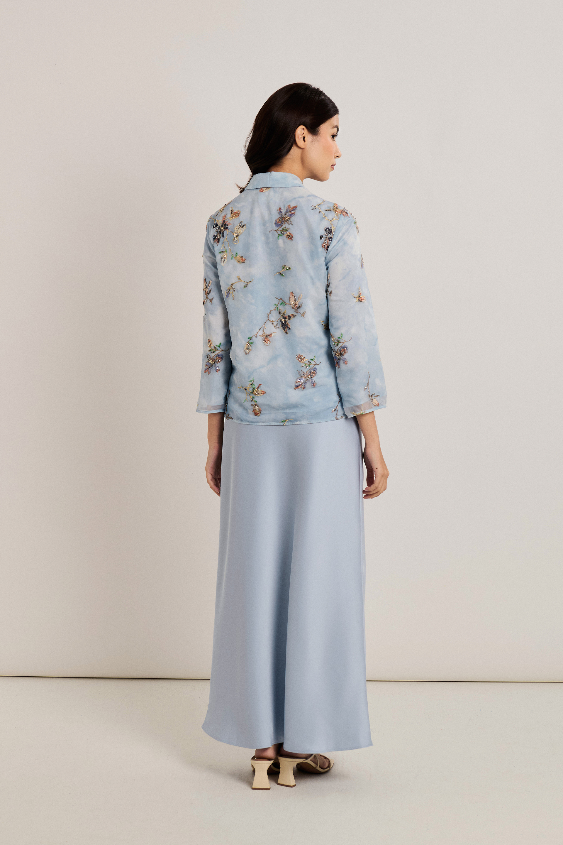 Floral Beaded Open Kebaya Set