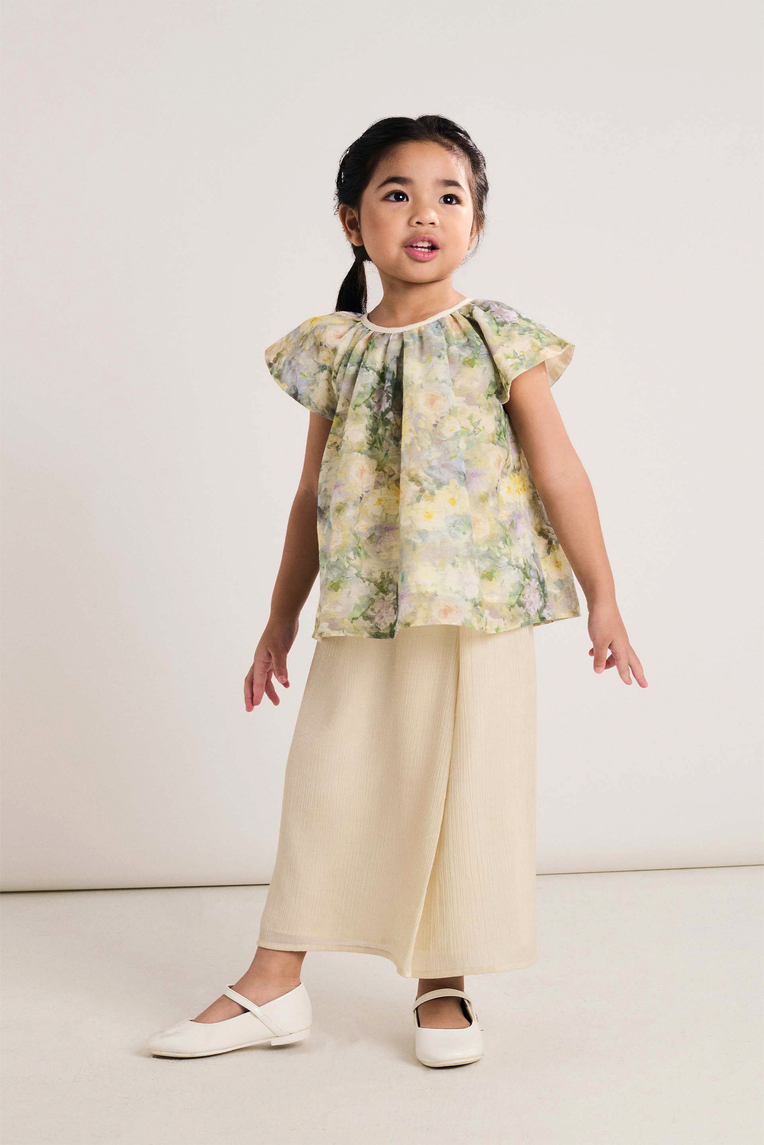 Floral Printed Ruffle-Sleeve Top