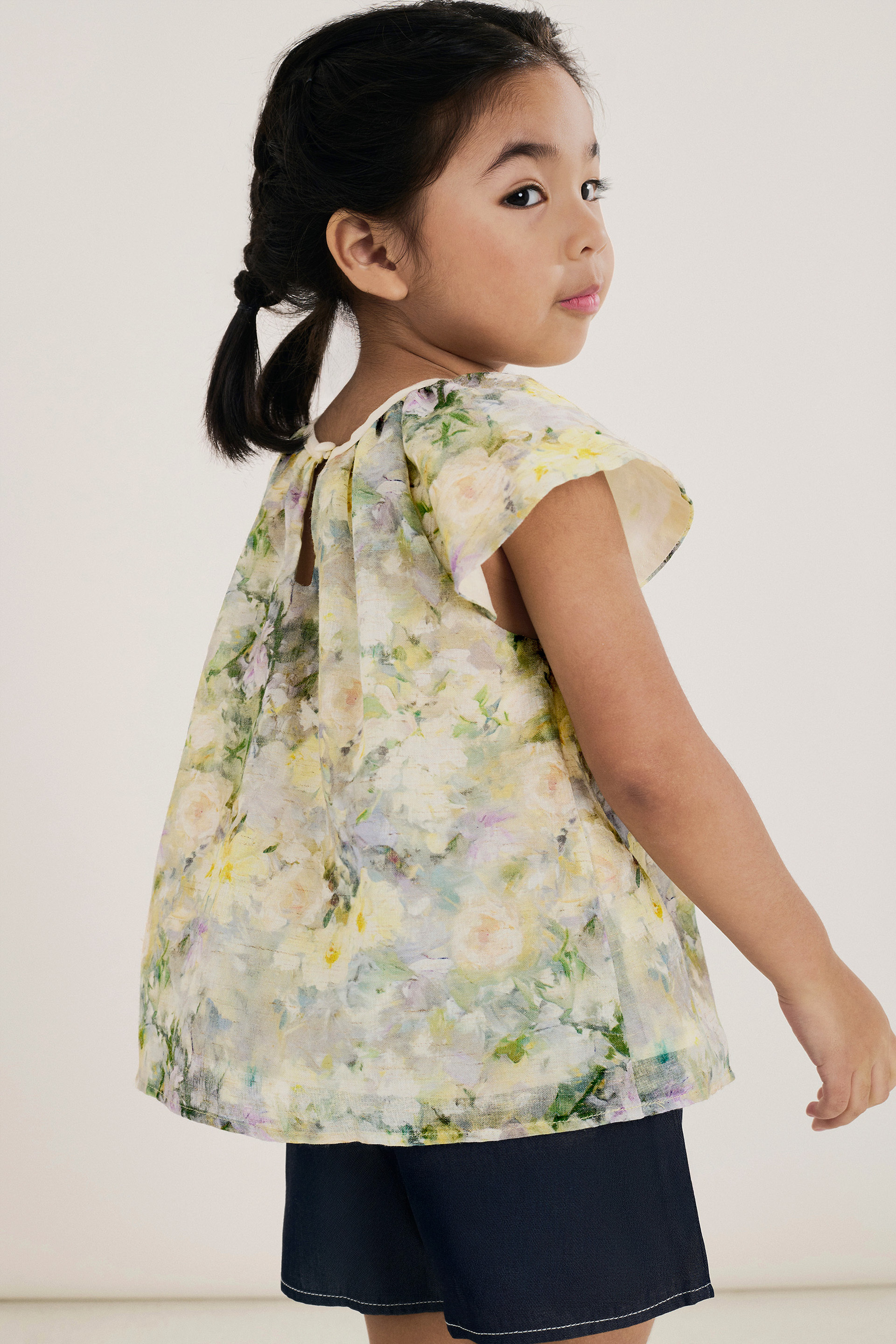 Floral Printed Ruffle-Sleeve Top