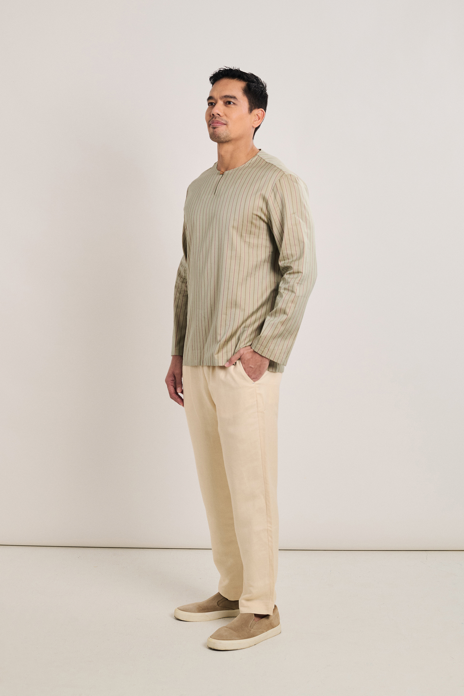 Men's Long-Sleeve Striped Kurta