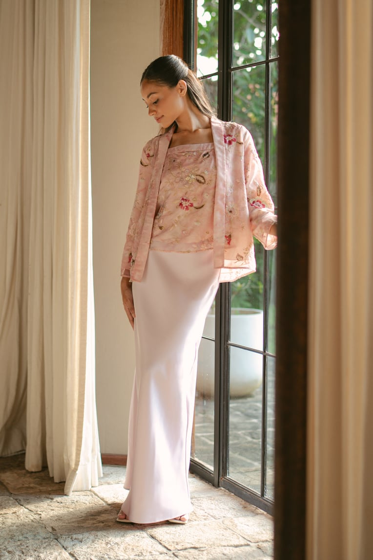 Floral Beaded Open Kebaya Cardigan
