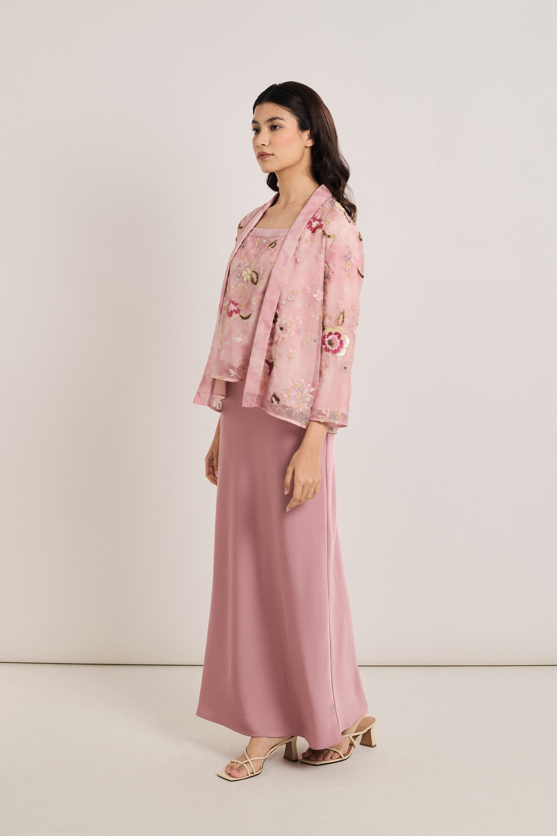 Floral Beaded Open Kebaya Cardigan