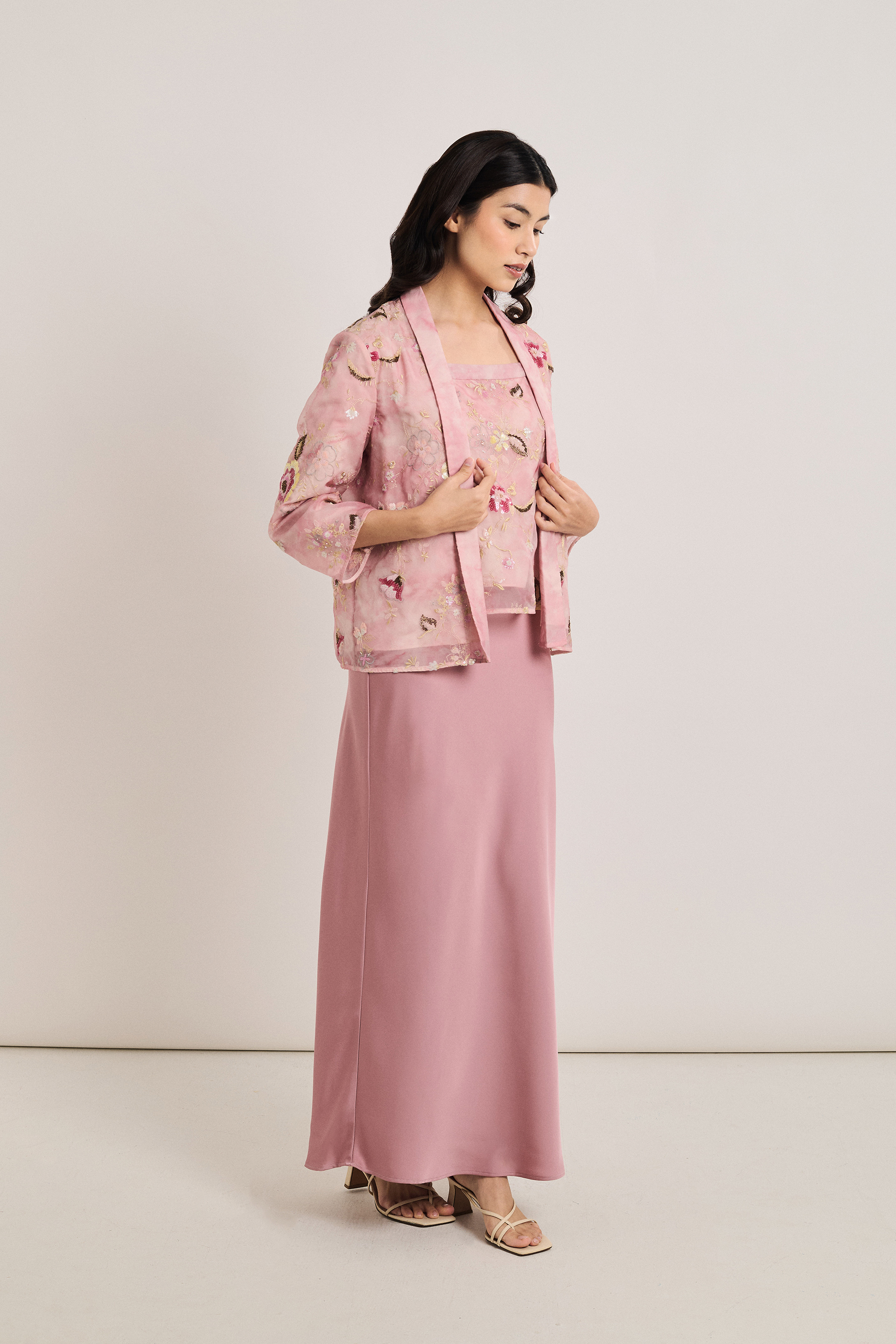 Floral Beaded Open Kebaya Cardigan