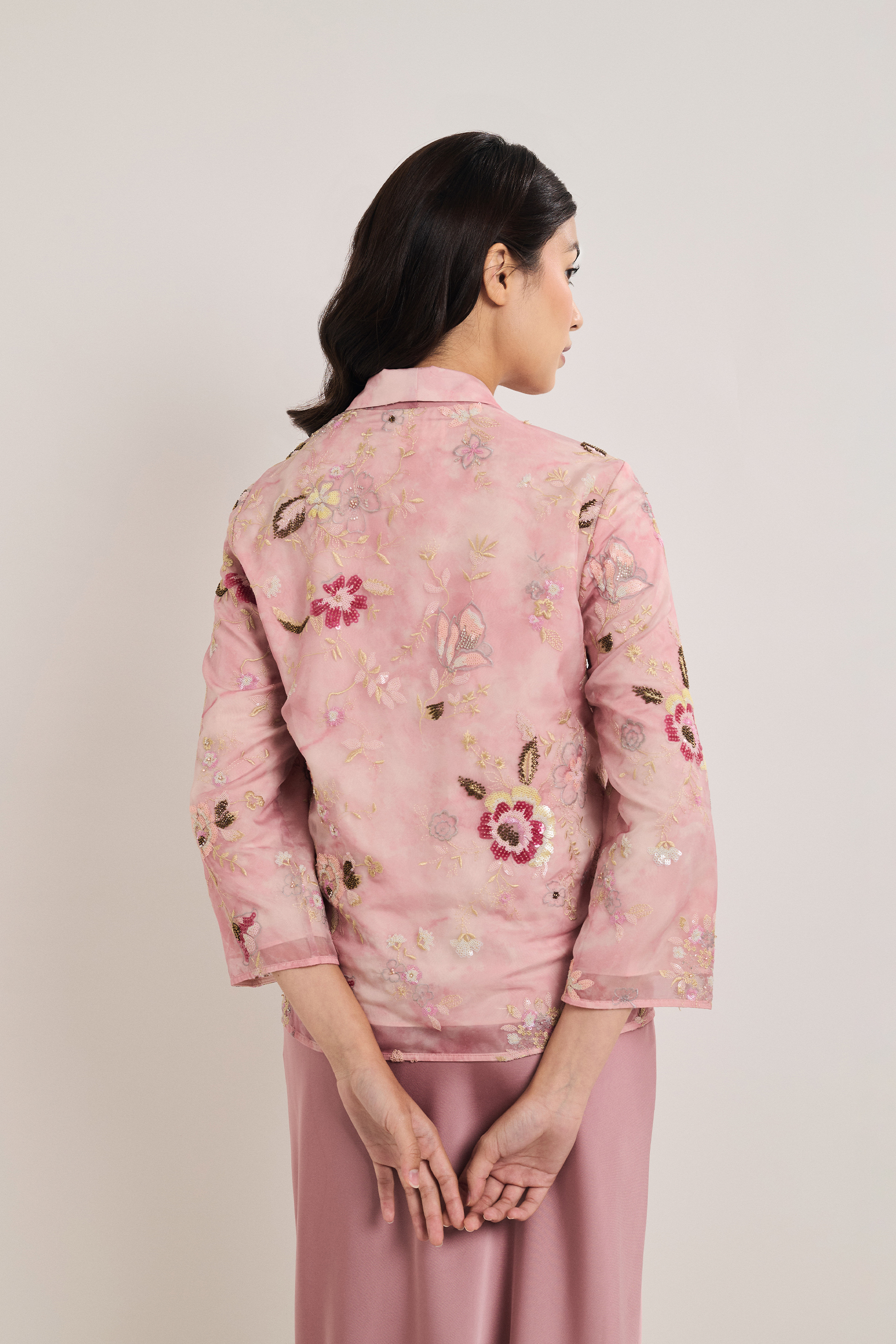 Floral Beaded Open Kebaya Cardigan