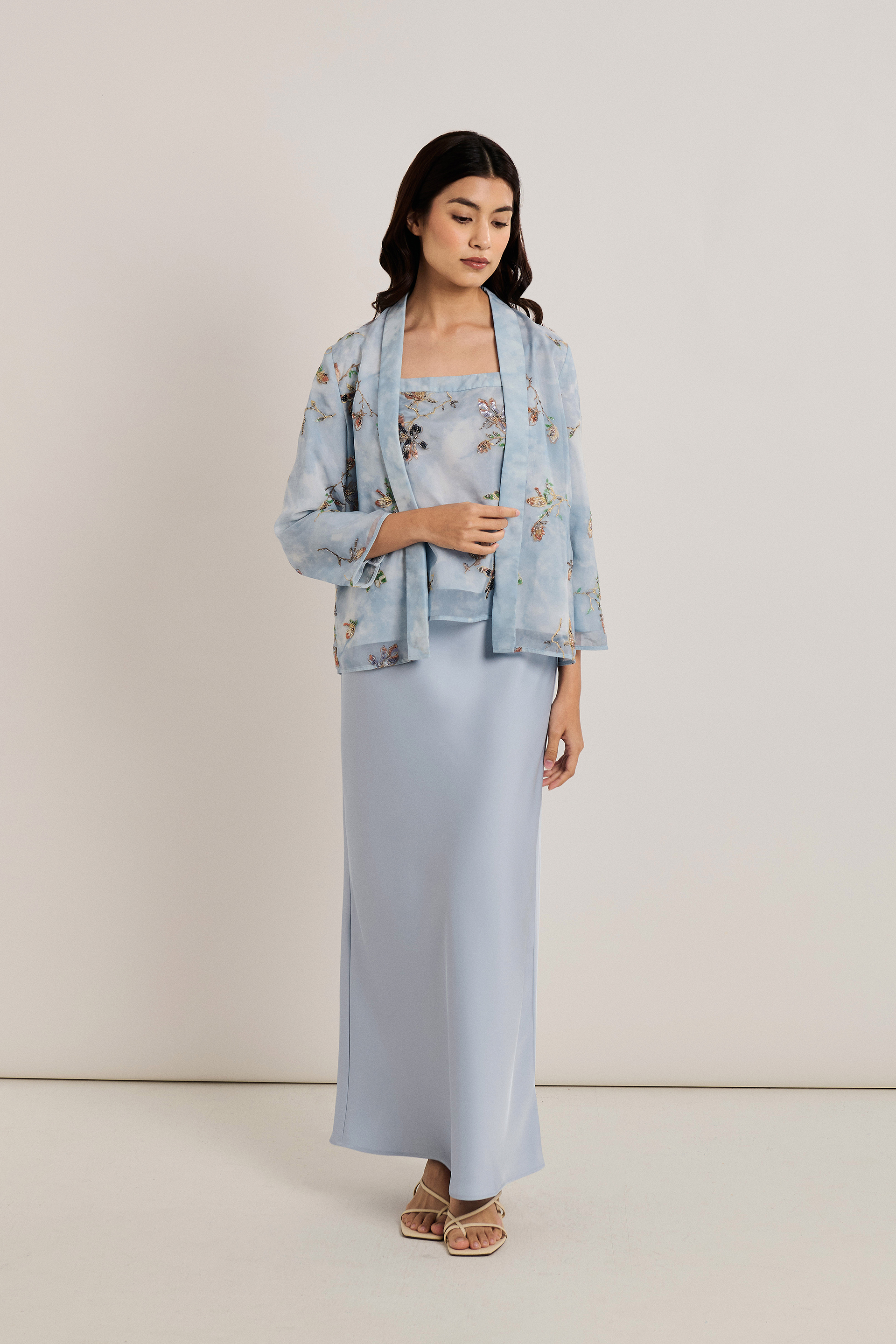 Floral Beaded Open Kebaya Cardigan