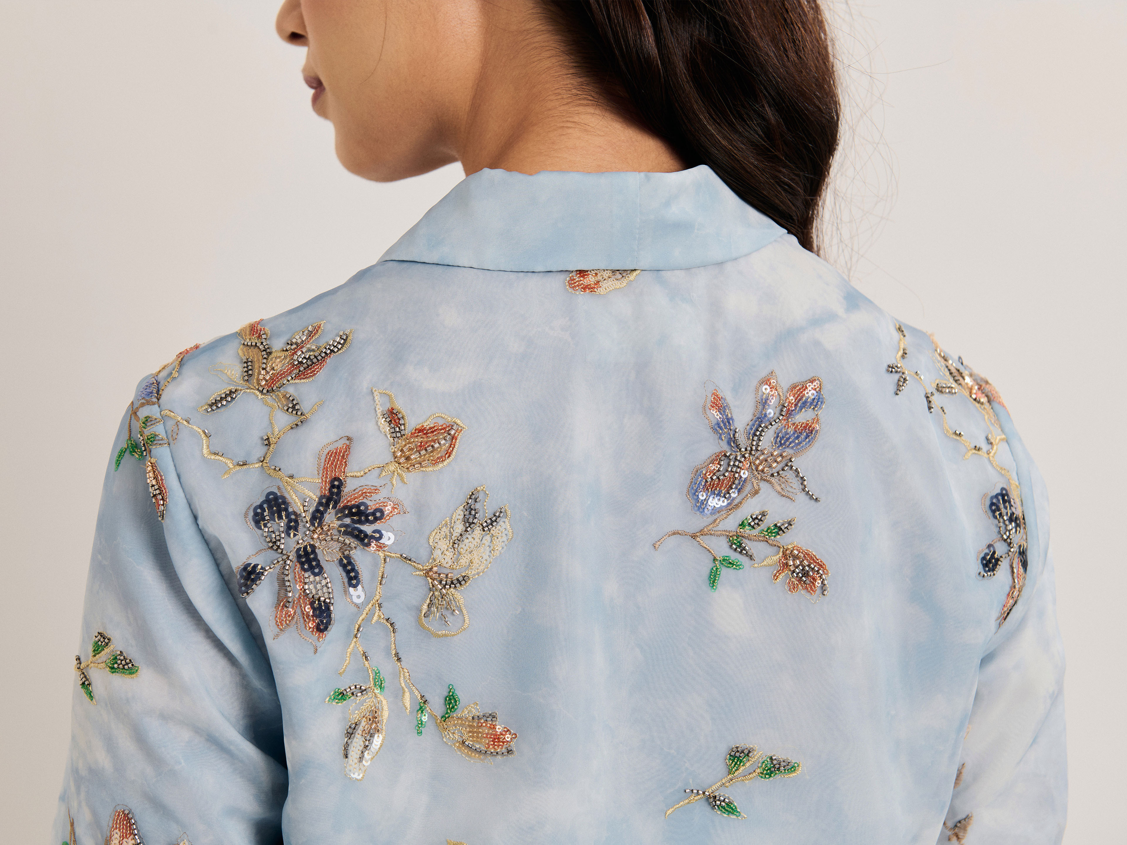 Floral Beaded Open Kebaya Cardigan