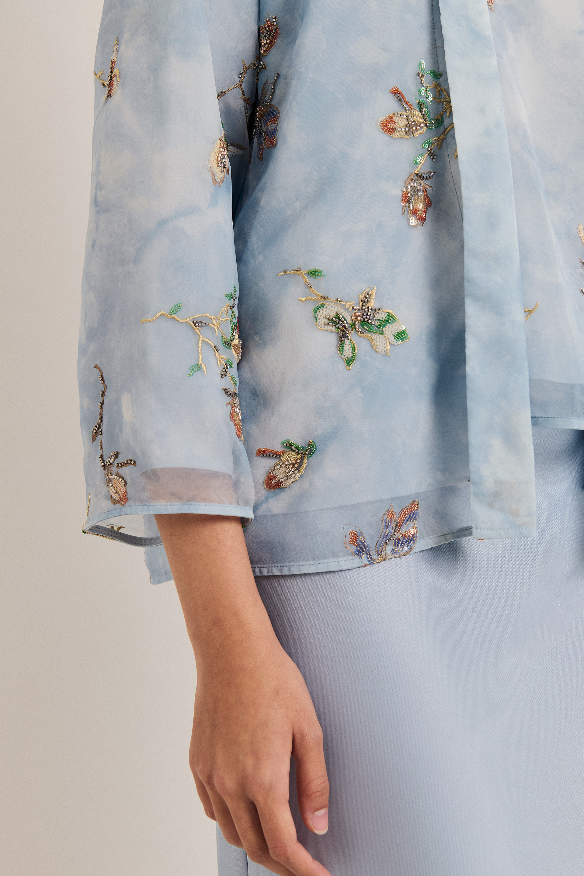 Floral Beaded Open Kebaya Cardigan